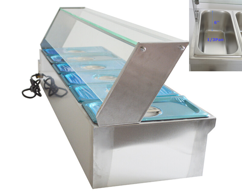 6-Pot Food Warmer 110V,1.5KW Stainless Steel Display for Various Food 190506