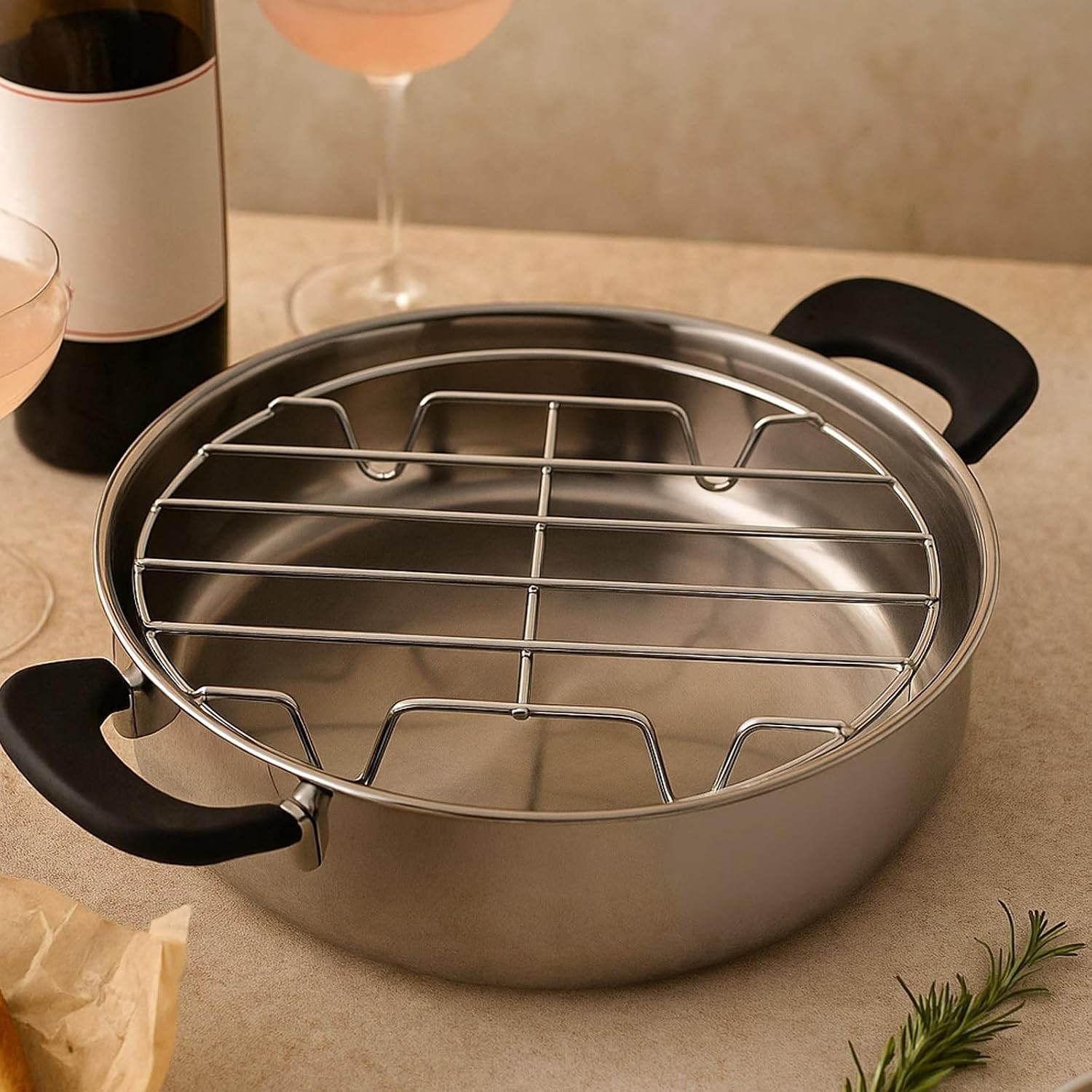 Round Steamer Rack, 304 Stainless Steel Steaming Rack Steamer Plate for Pressure