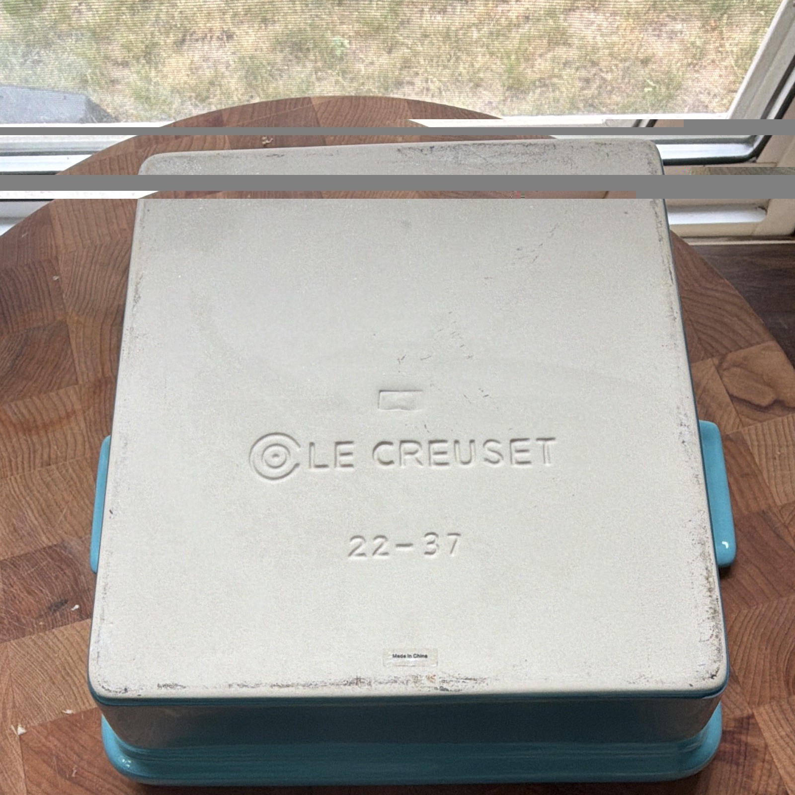 Le Creuset Square Ceramic Casserole Dish w/ Lid 2.2L Blue/Beige 22-37