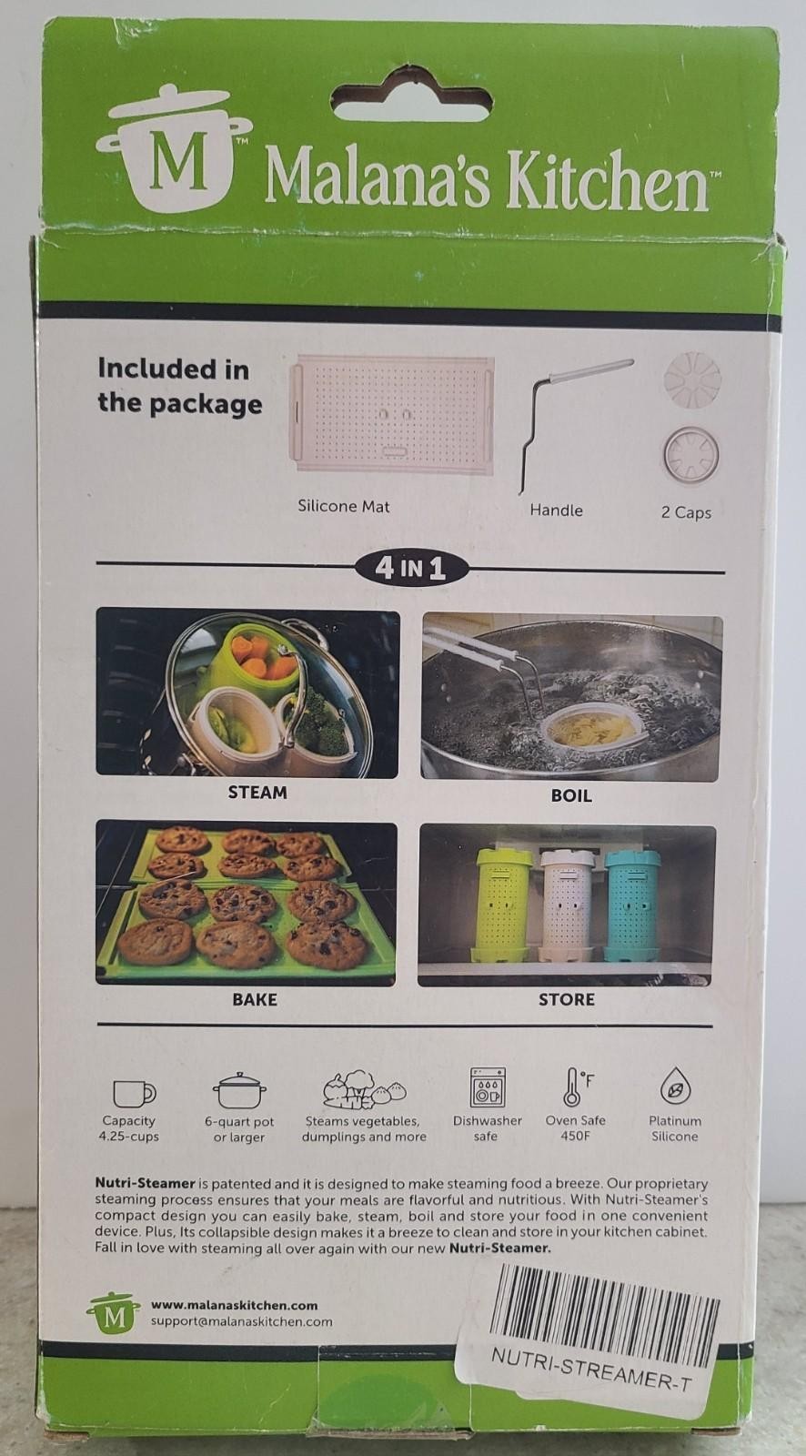 Malana’s Kitchen 4 in 1 Nutri-Steamer Steam, Boil, Bake, Store 4.25 Cups NEW