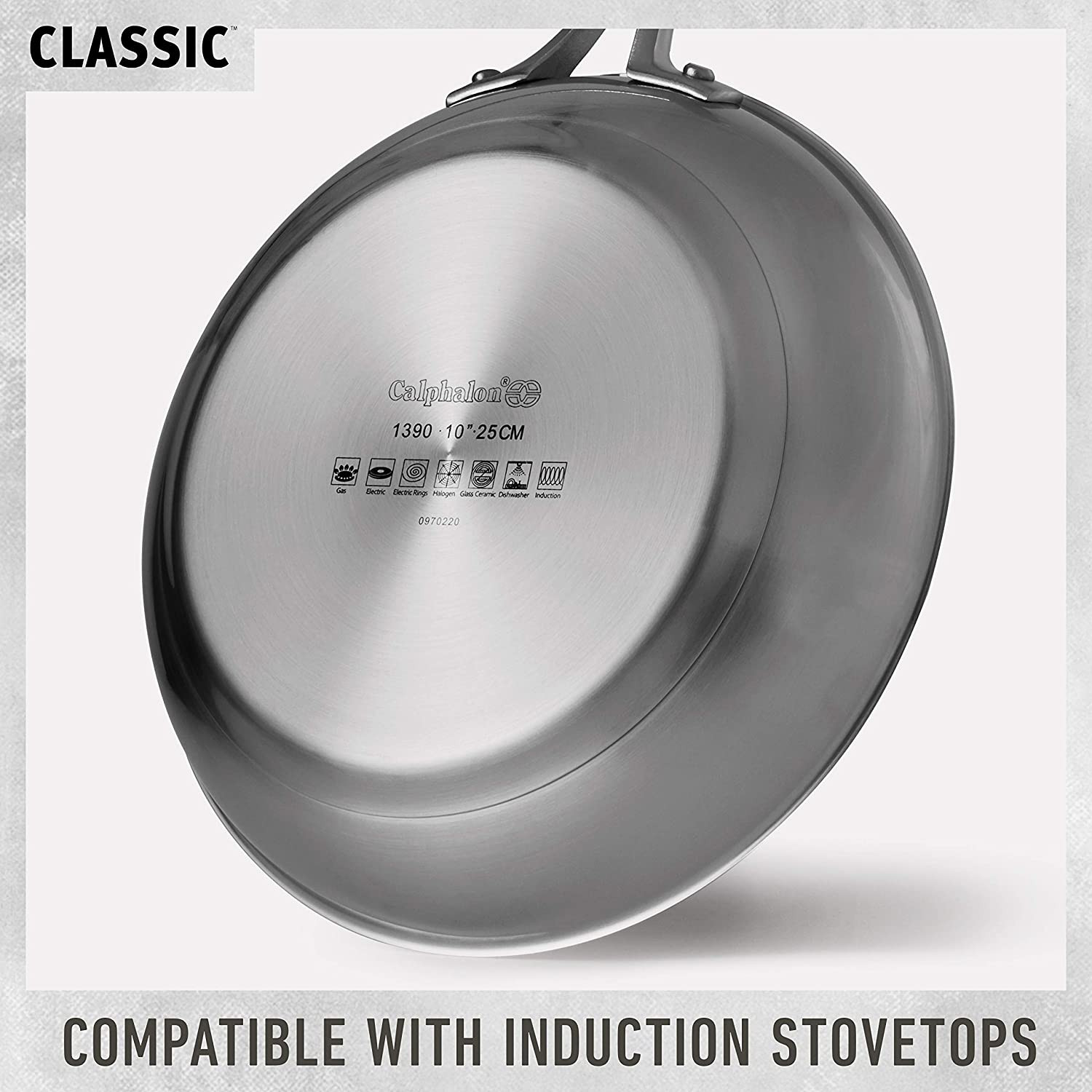 Classic Stainless Steel Cookware Set, 10-Piece, Impact-Bonded Aluminum Base, Sta