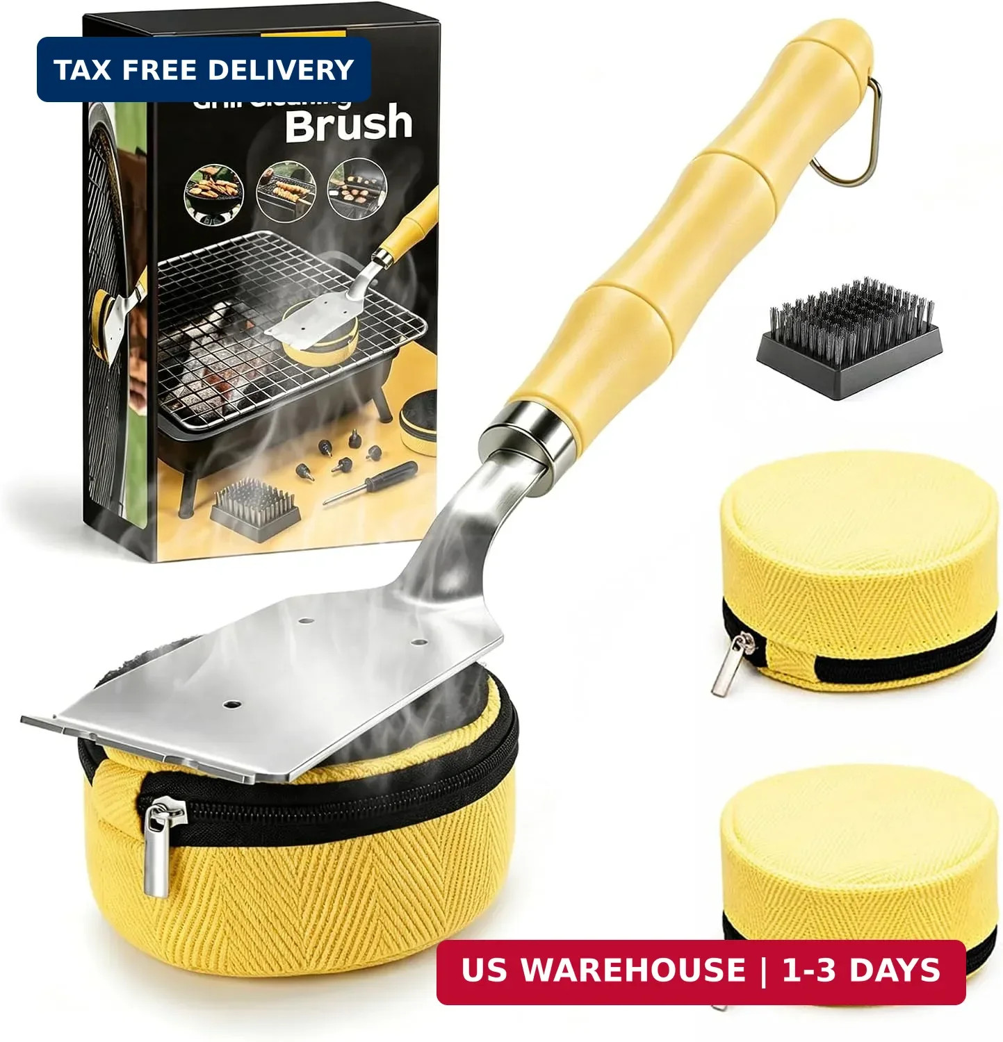Grill Brush Bristle Free with Scraper, Safe Steam Grill Cleaner for BBQ & Griddl