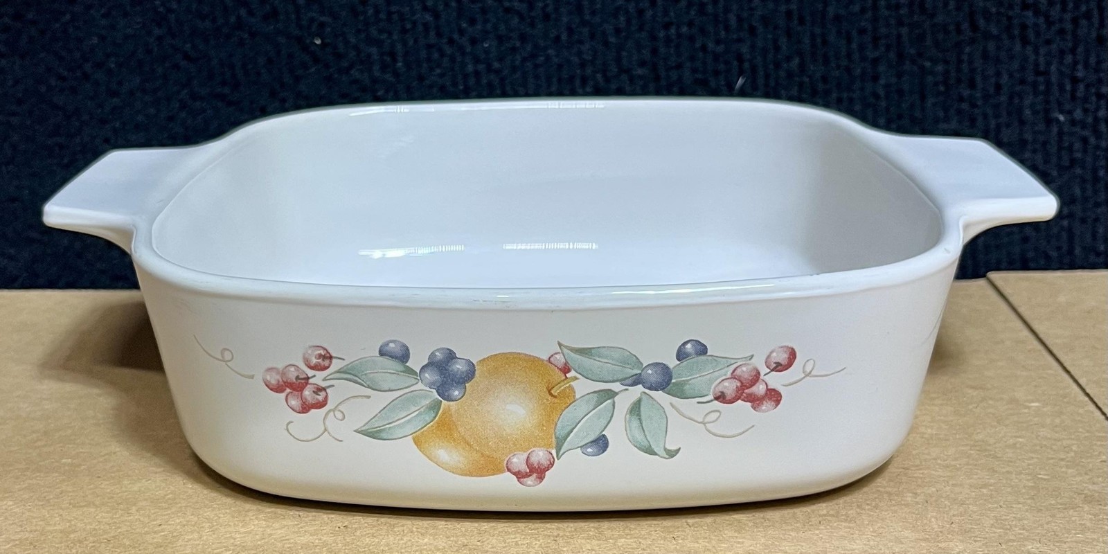 Corning Ware A-1-B Casserole Dish 1 Liter Abundance Fruit Pattern Square Baking