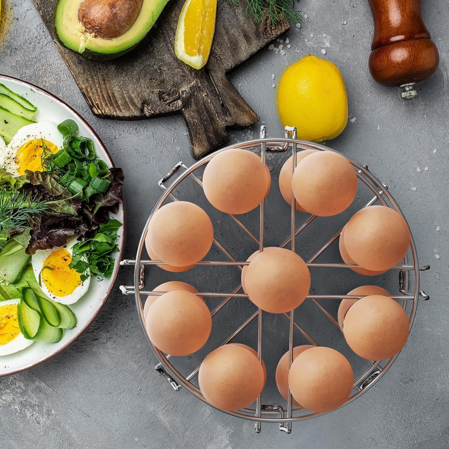 Egg Steamer Rack Stainless Steel Trivet 8 Quart Pressure Cooker Cooks 18 Eggs