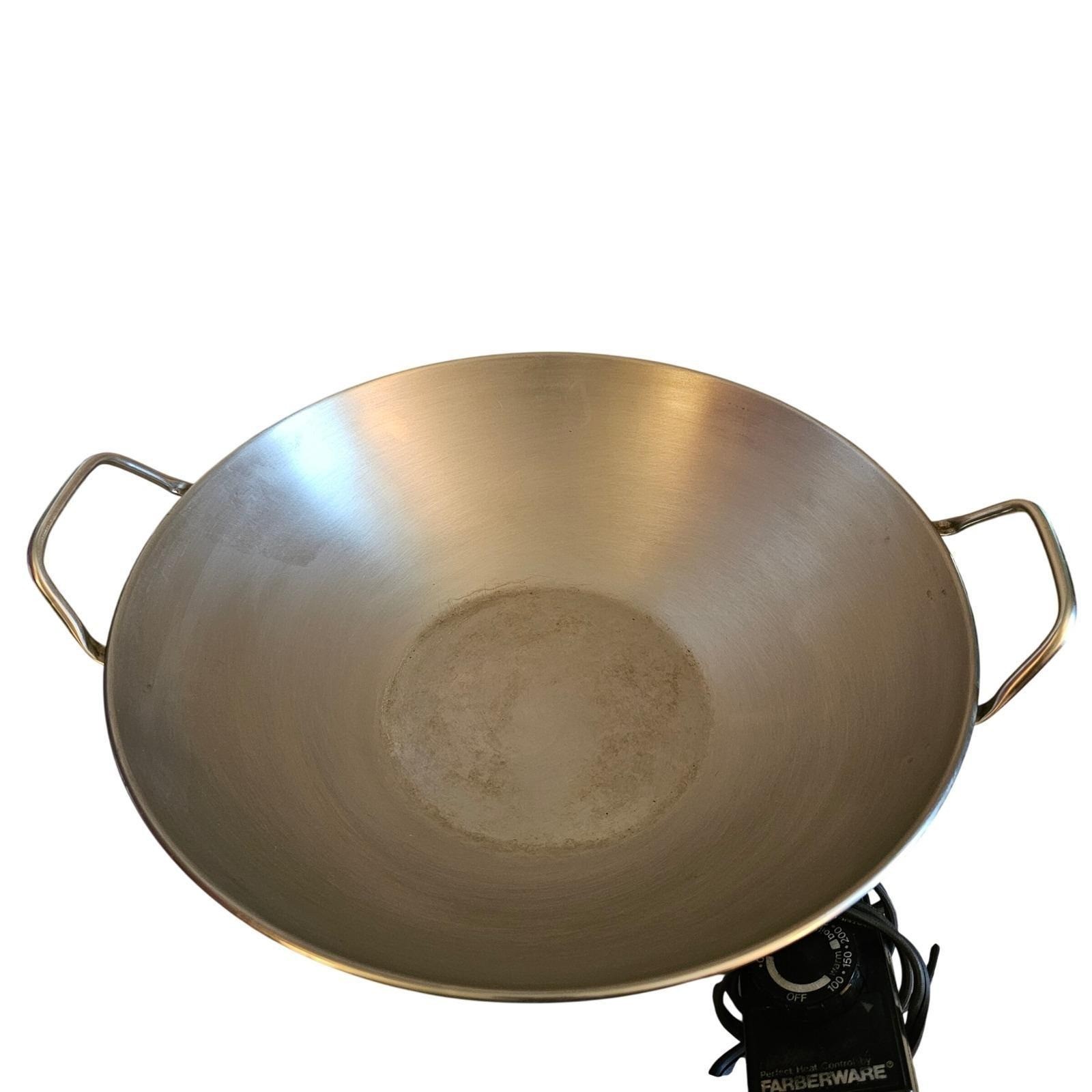 70s MCM Farberware Model 303 Electric Wok Stainless Steel 1000W USA Lid Working