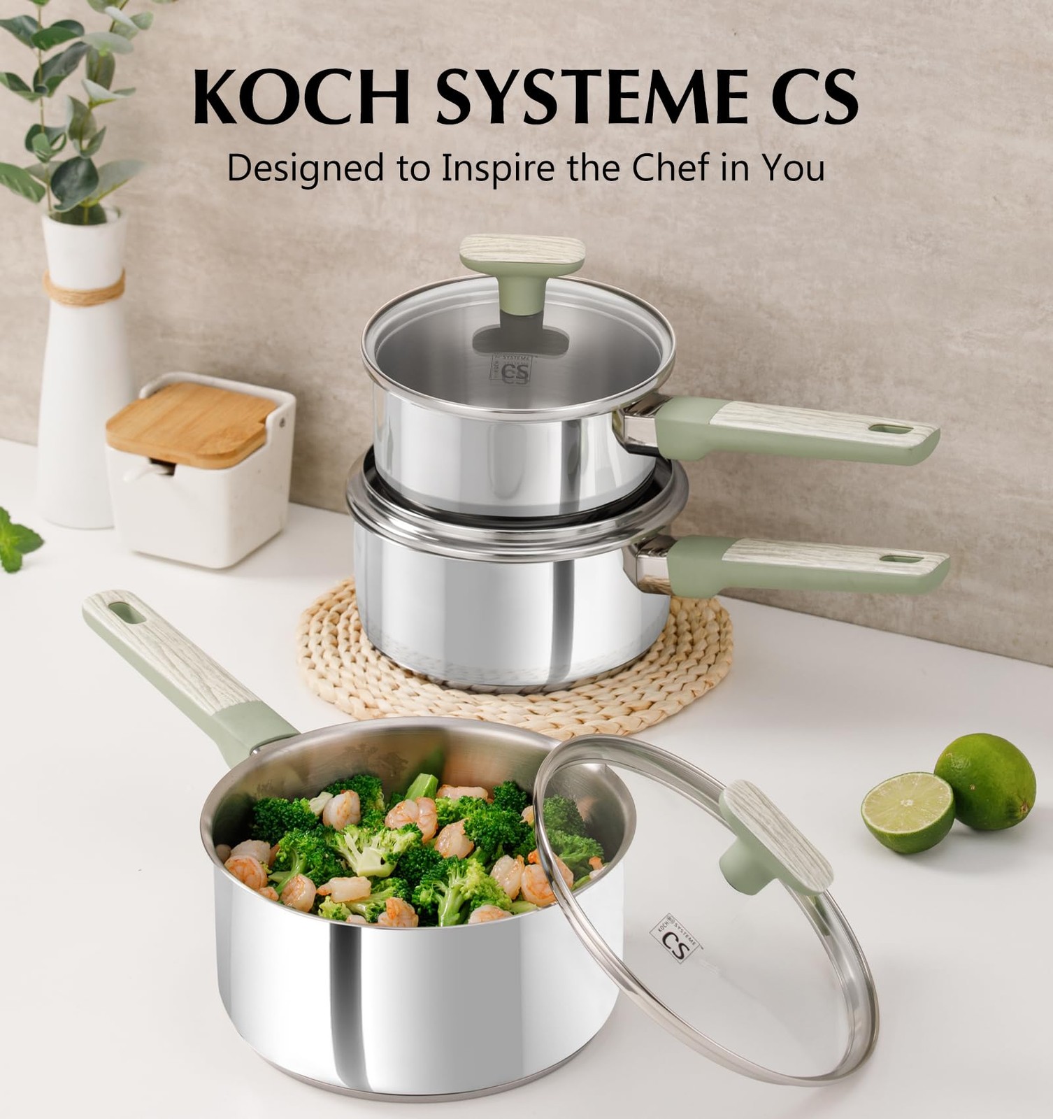 Koch Systeme Cs 6 Pcs Stainless Steel Sauce Pan Set 2Qt 3Qt Stainless Steel Pot