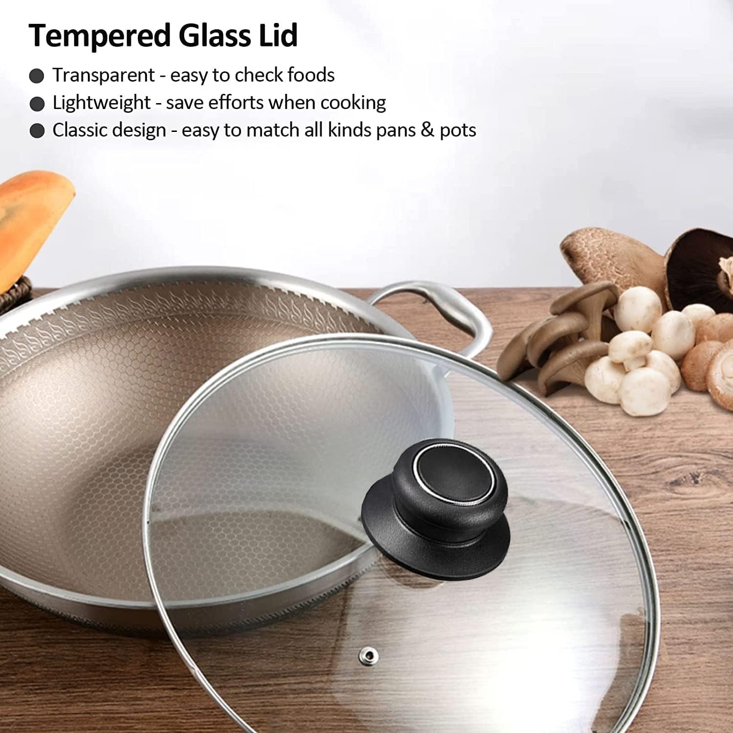 12 Inch Glass Lid for Frying Pan Lid, Pan Lid, Skillet, Pot Cover, Compatible