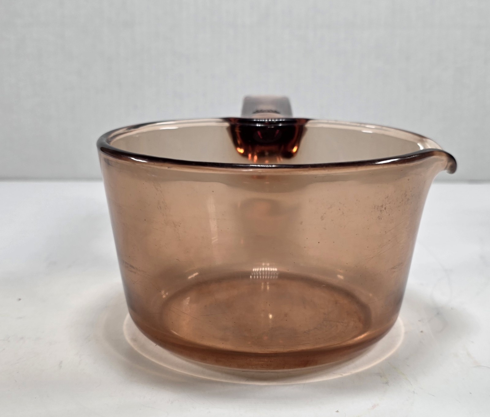 Vintage Visions Corning France 0.7L Amber Glass Saucepan Pot Spout NO LID Vtg