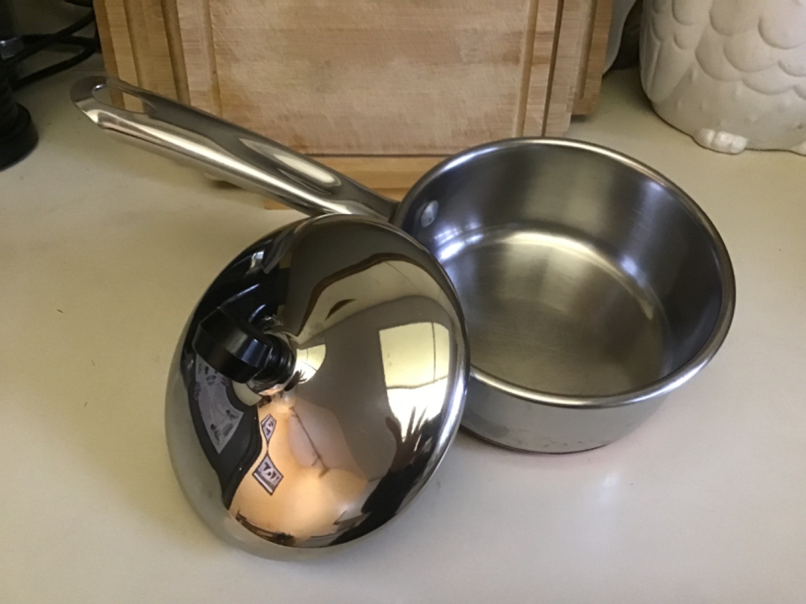 MARTHA STEWART EVERYDAY 1 Qt Quart Stainless Steel/Copper Bottom Saucepan w/Lid