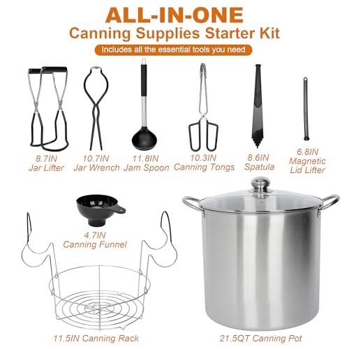 21.5 Quart Stainless Steel Canning Pot Set with Rack and Lid