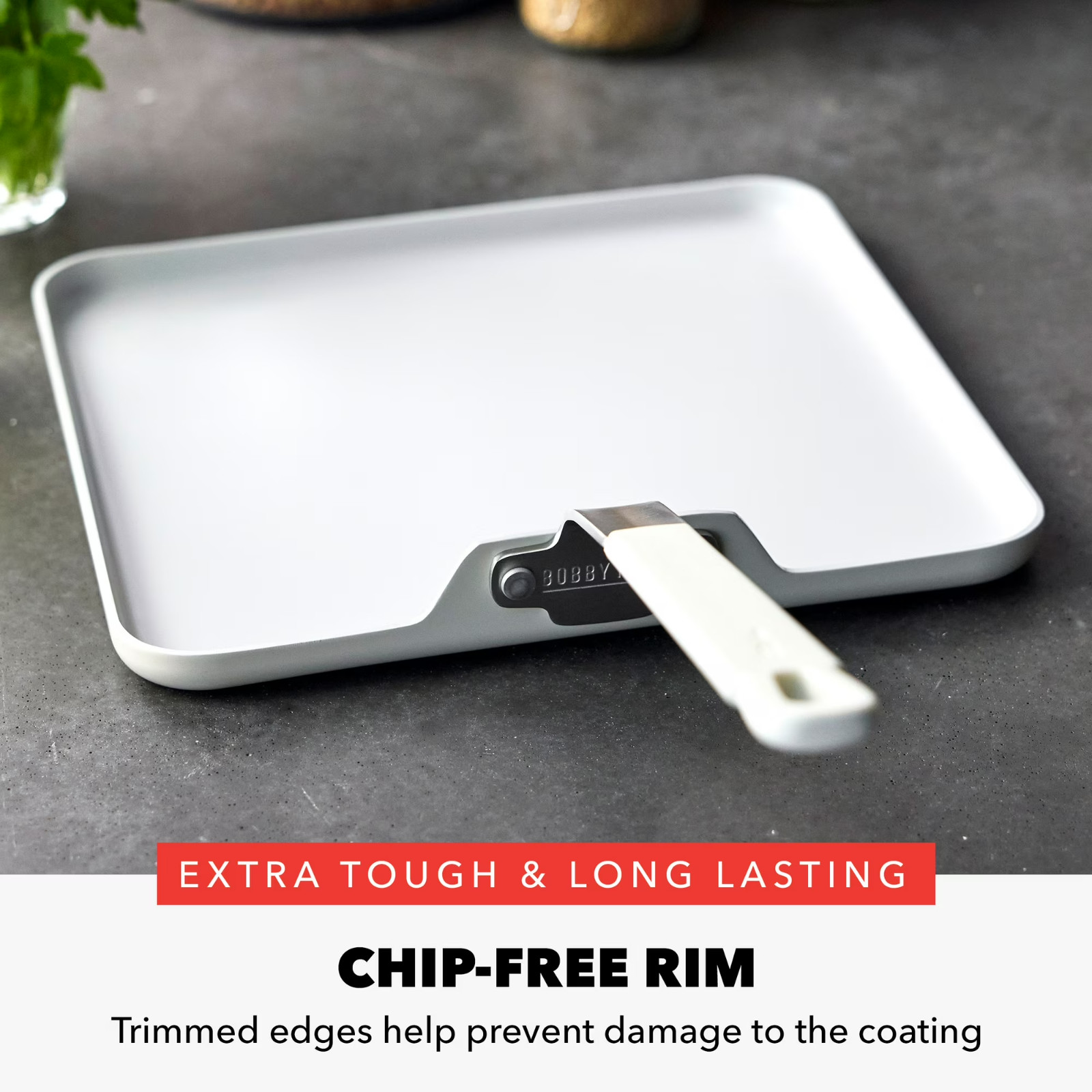 GreenPan Bobby Flay 11″ Aluminum Ceramic Nonstick Square Griddle, Cream White