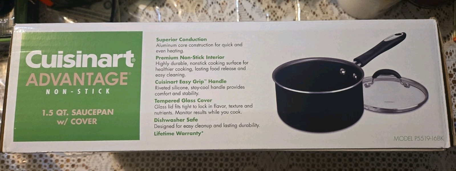 CUISINART ADVANTAGE 1.5 QUART Sauce Pan With Cover Non-stick – New In Box*read
