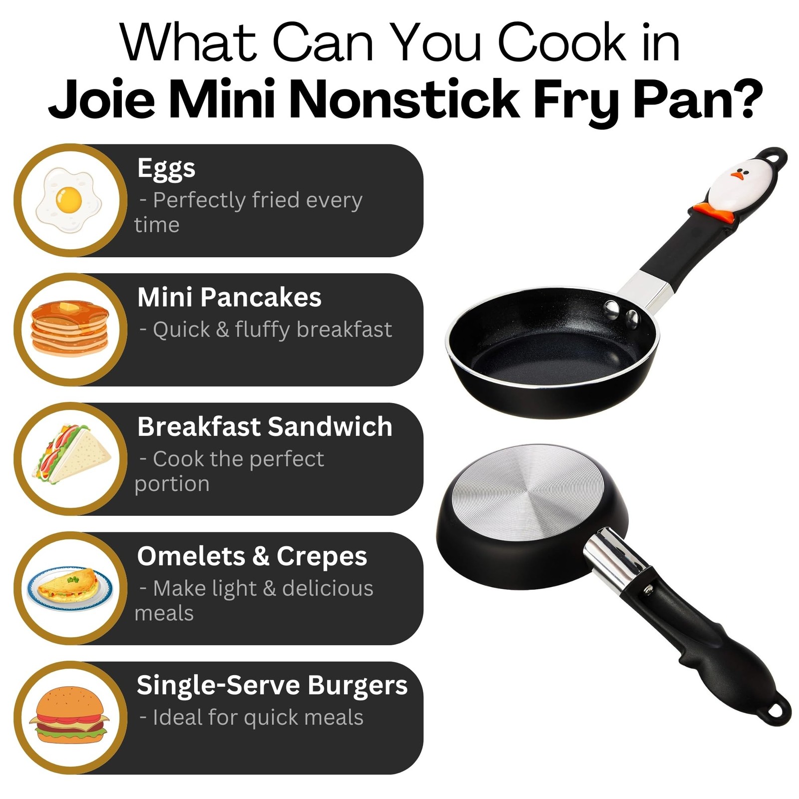 Mini Egg Frying Pan Small Nonstick Skillet HeatResistant Handle 4.5 Inch