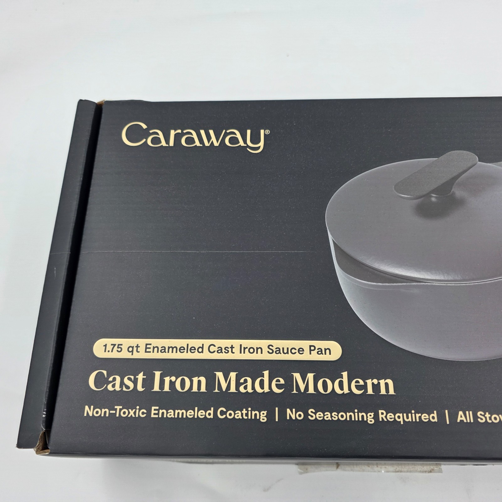 Caraway Home Enameled Cast Iron Mini Sauce Pan Dark Grey