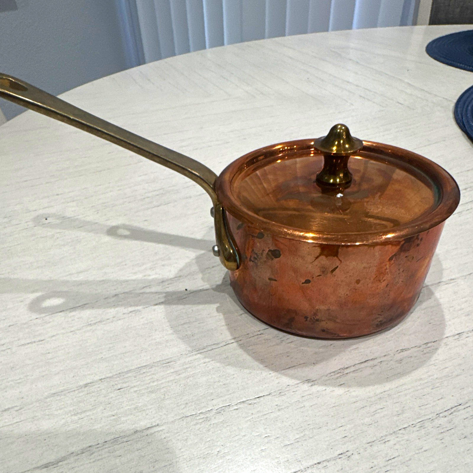 Mauviel 1830 Copper Saucepan w/ Lid Brass Handle 0.6 qt