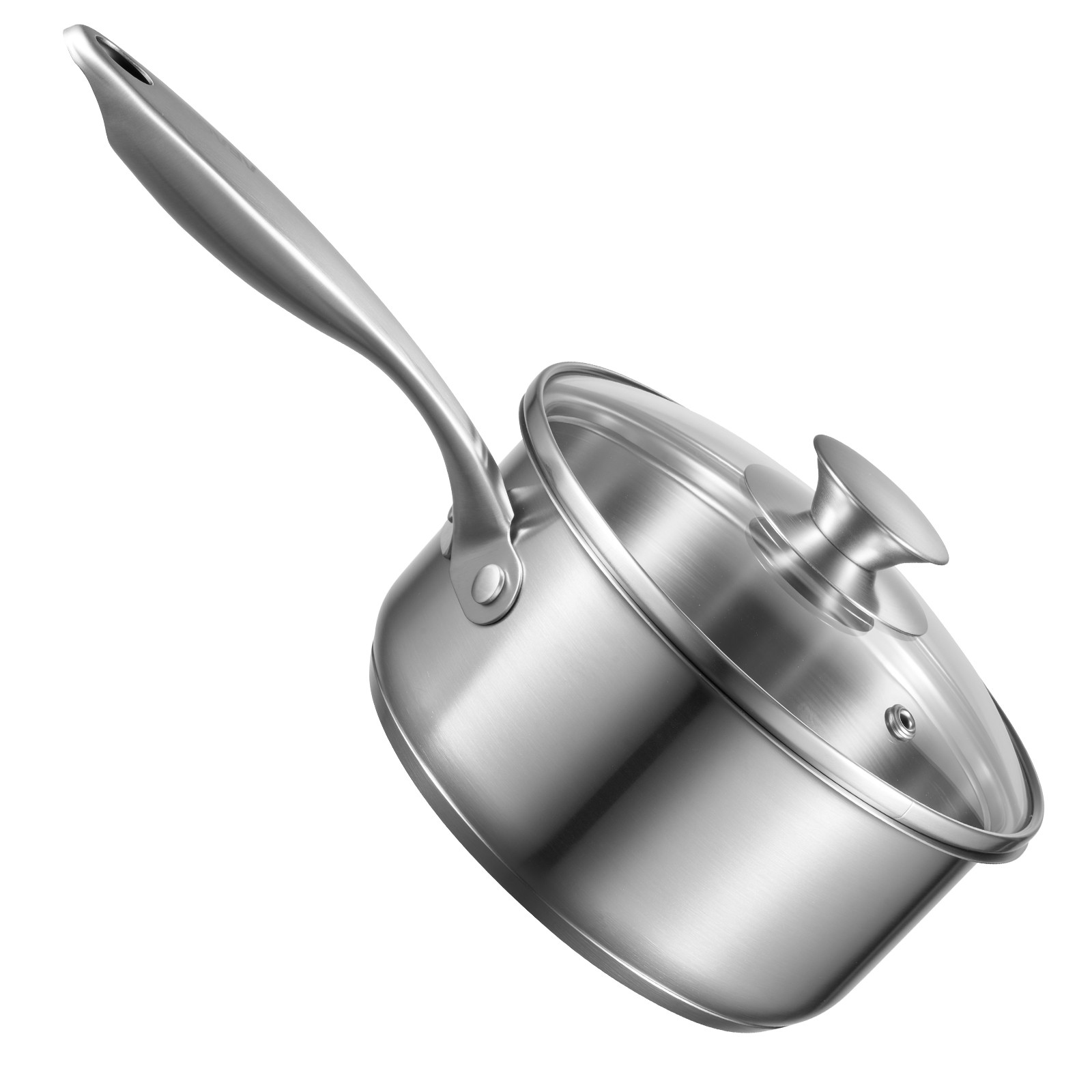 VEVOR 1.5 QT Saucepan with Steamer Stainless Steel Saucepan with Glass Lid