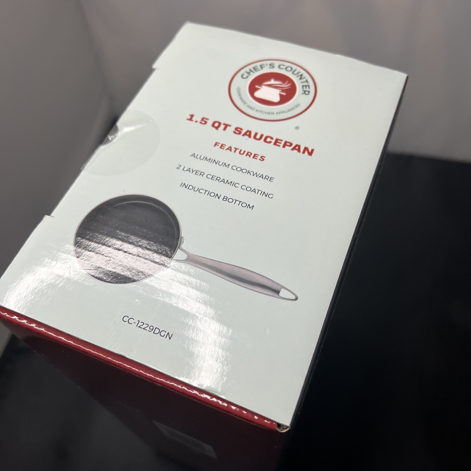 NIB Chef’s Counter 1.5 Quart Non-Stick Aluminum Saucepan 2 Layer Ceramic Coating