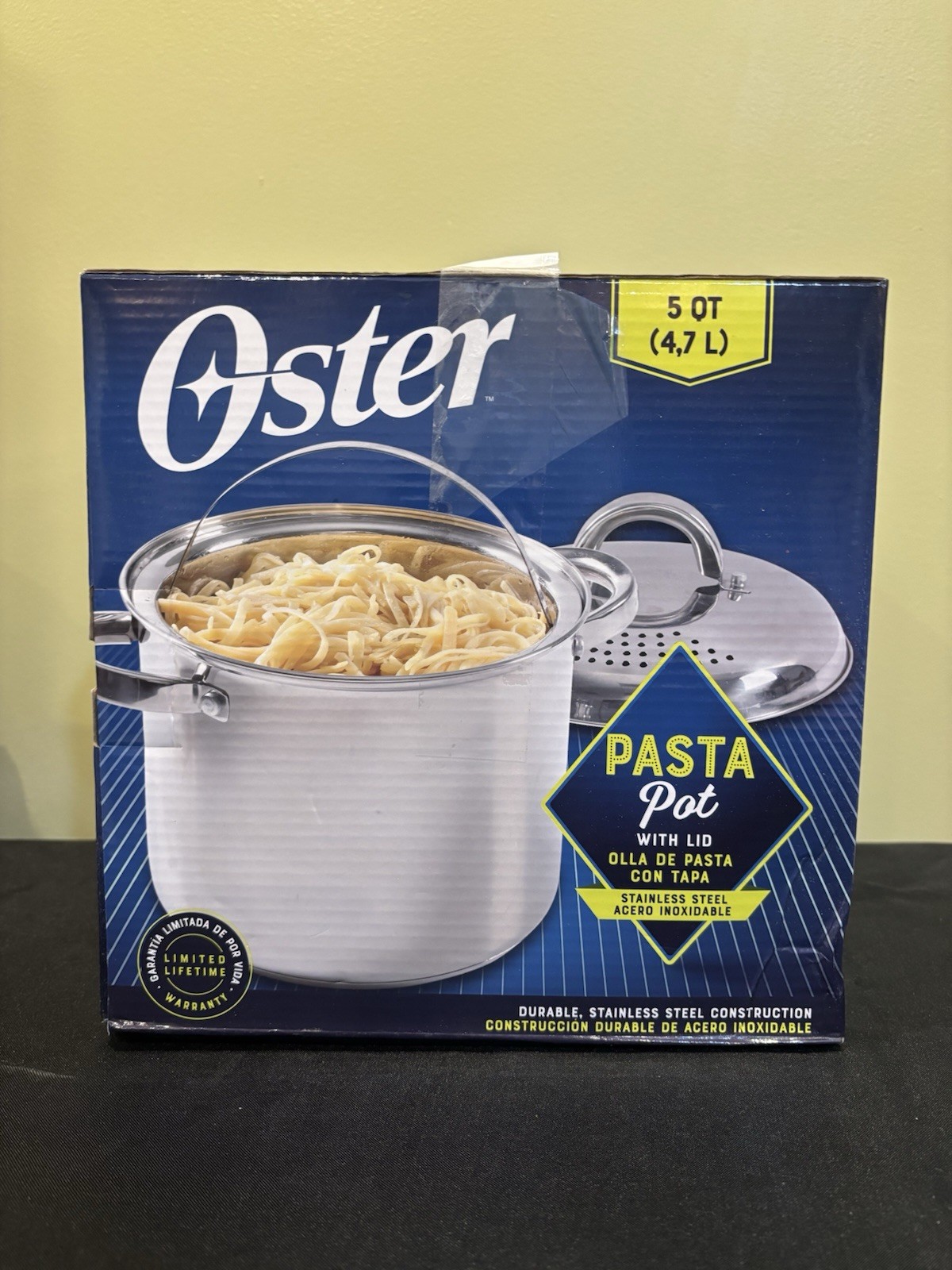5 Quart Stainless Steel Pasta Pot w Strainer Lid & Steamer Basket 3pc NEW Oster
