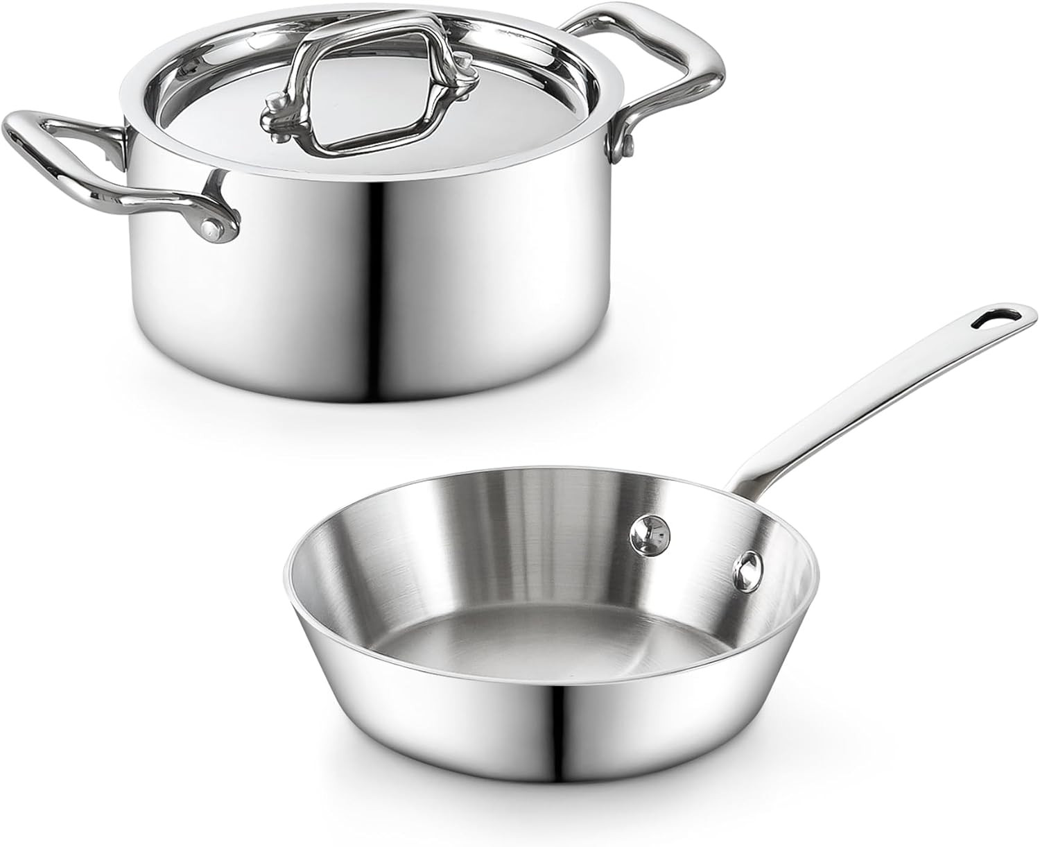 Stainless Steel Mini Butter Warmer Set – 3-Piece Cookware Duo