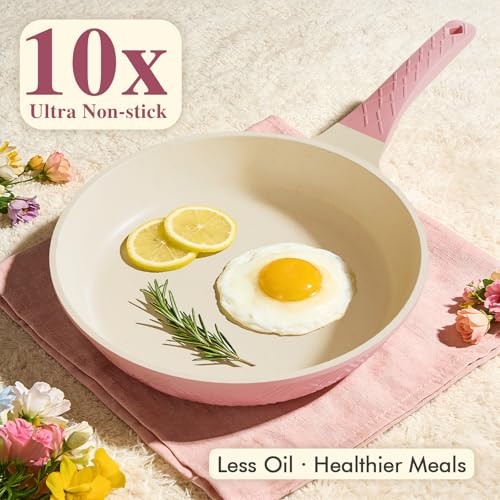 Pots and Pans Set Non Stick, 26PCS Nonstick Cookware Set, Induction Cook Pink