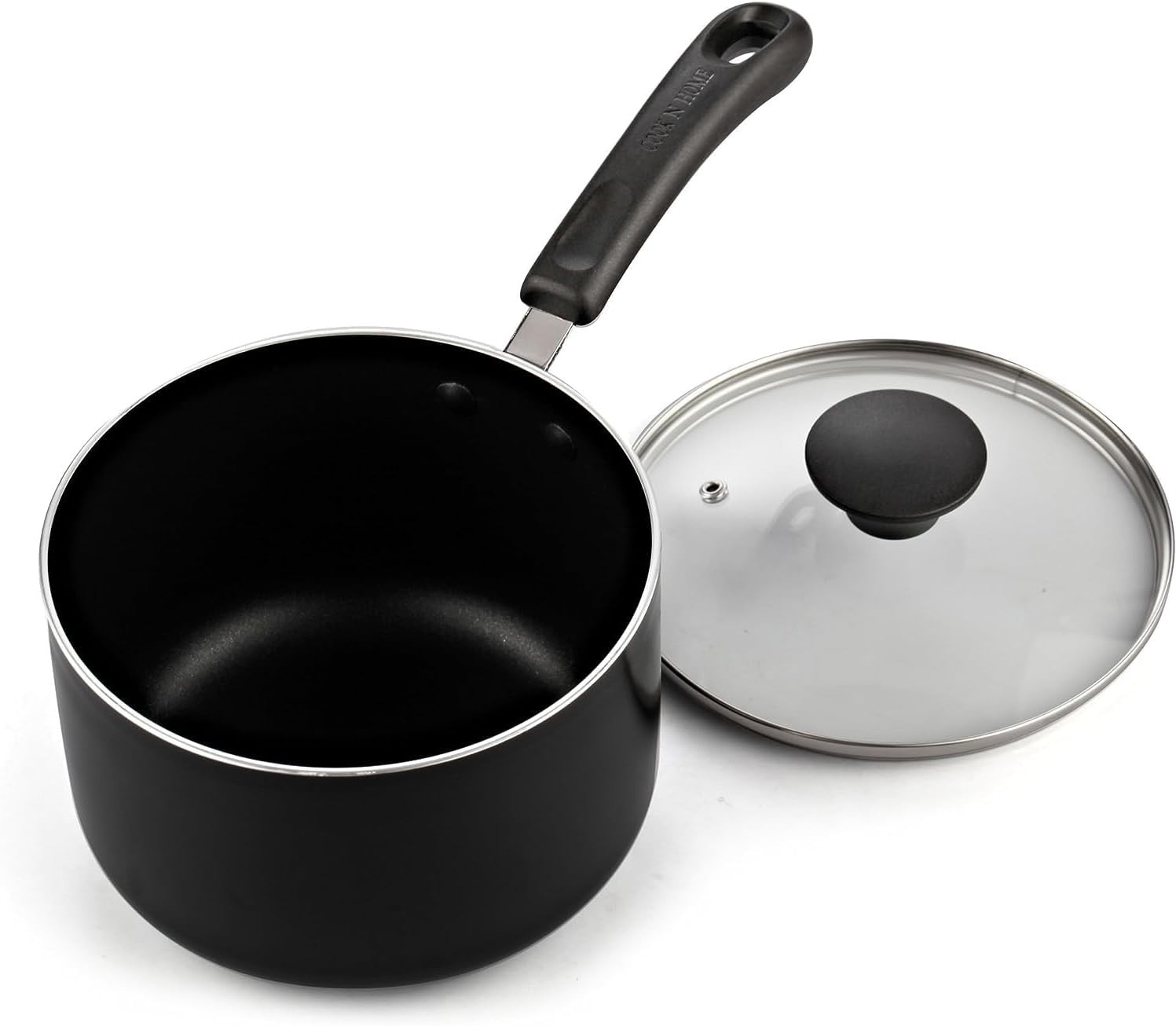 Basic 3 Quart Nonstick Saucepan with Glass Lid, Non Stick Aluminum Sauce Pan,…