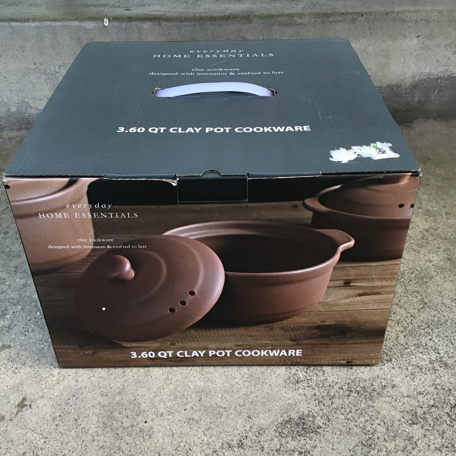 Home Essentials 3.60 QT Brown Clay Pot Cookware For Gas Wood Oven Stoves