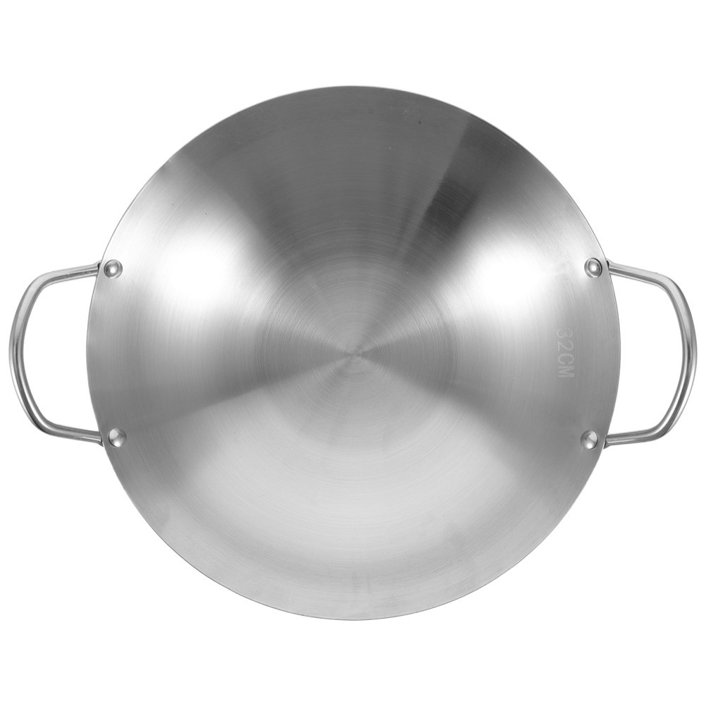 Kitchen Practical Stainless Steel Binaural Wok Frying Pan Cooking Pot 30 cm