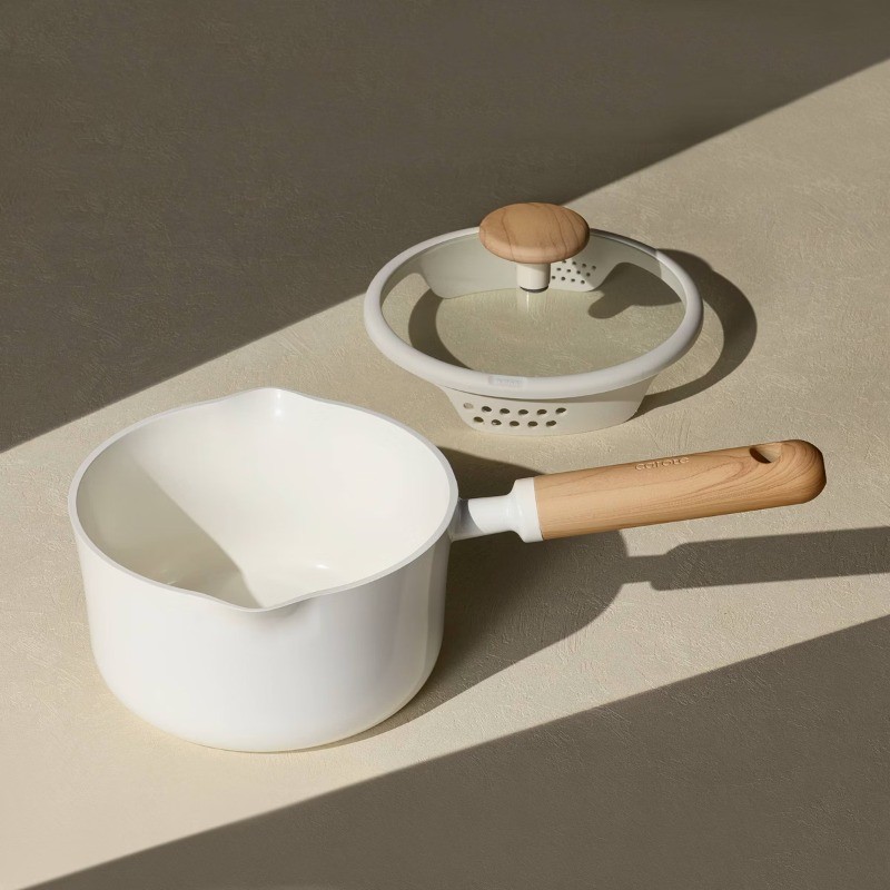 2qt Ceramic Nonstick Sauce Pan with Lid Cream