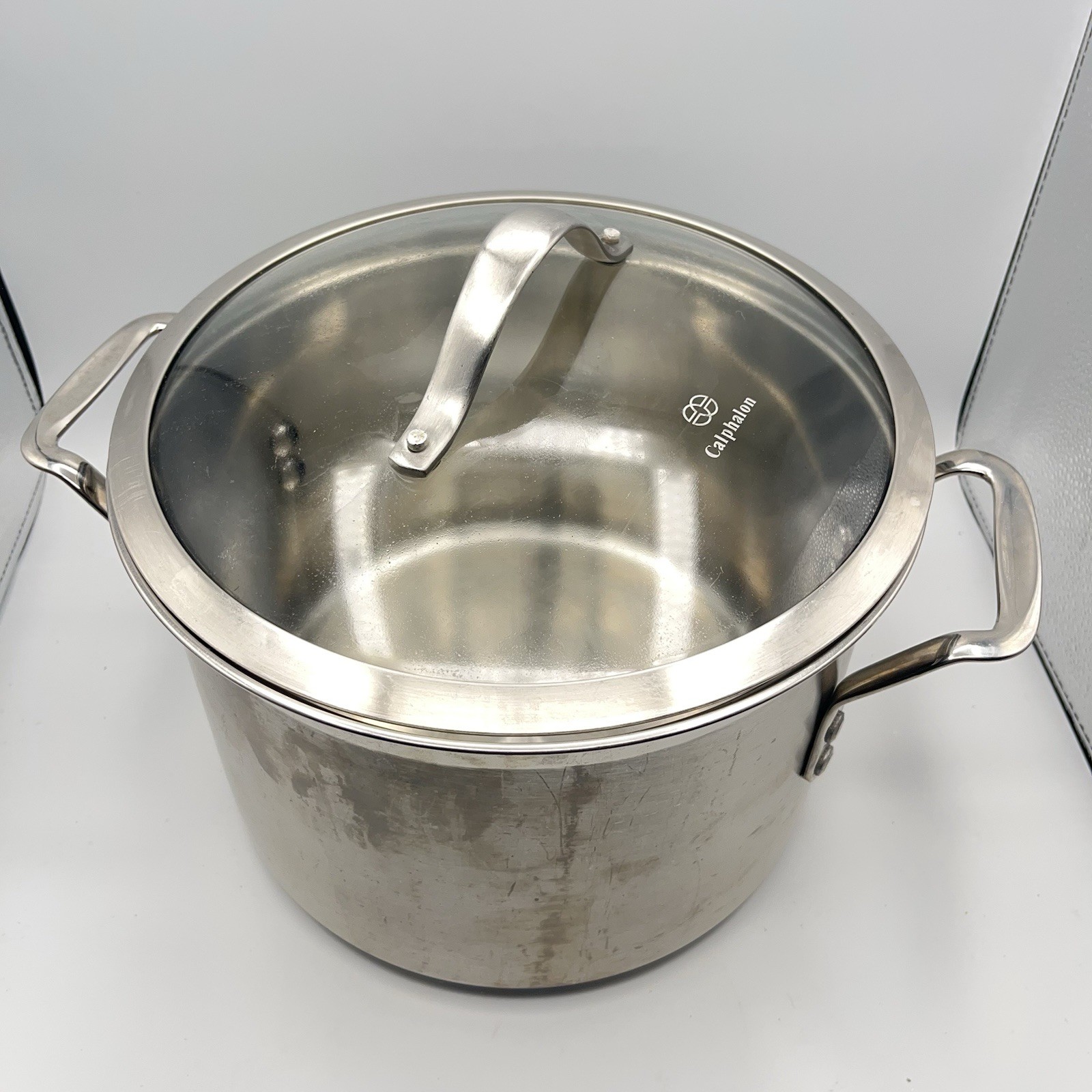 Calphalon 6 Quart Stock Pot 8608 Stainless Steel w/ Glass Lid 10″ 6 Qt Stockpot