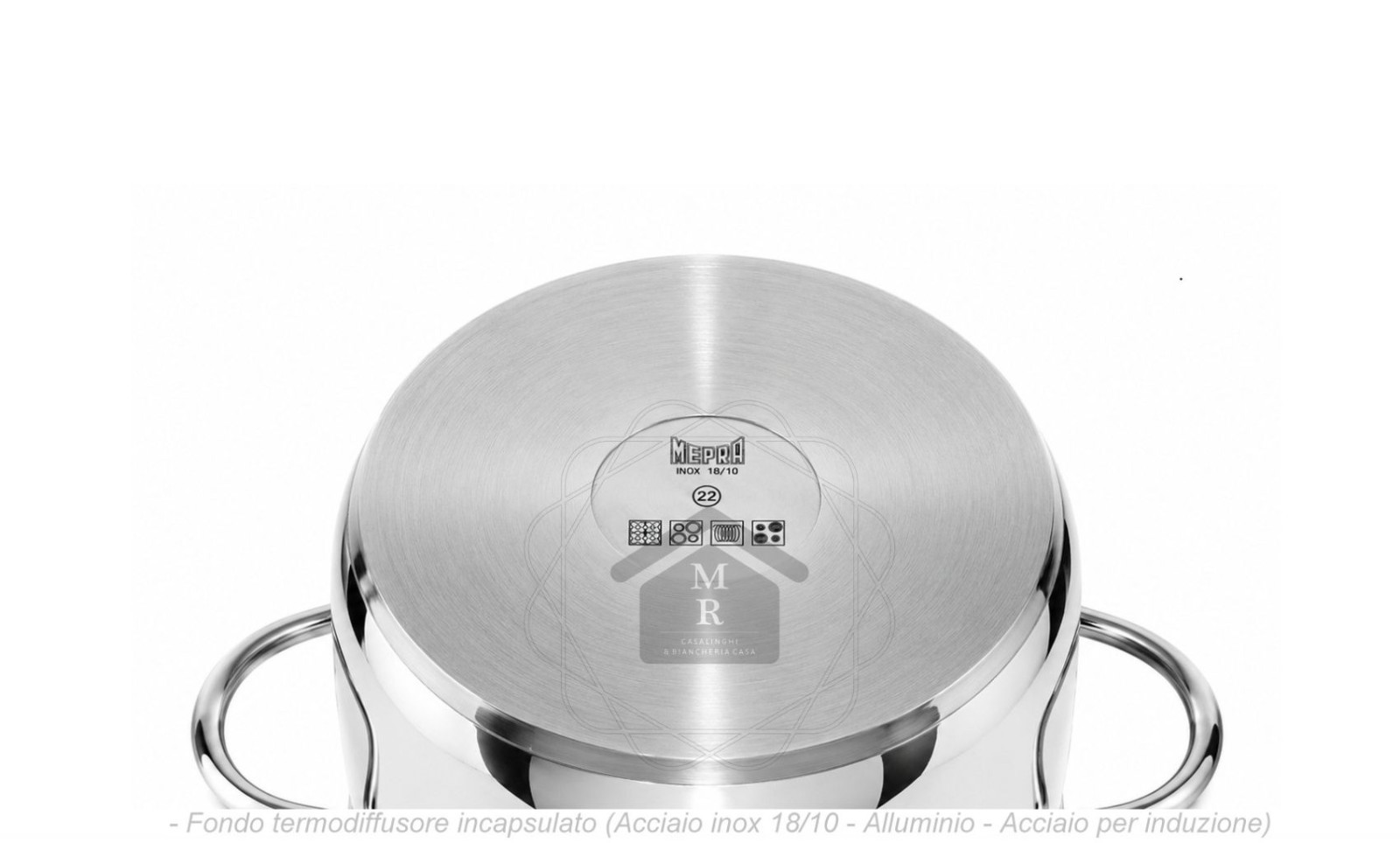 8pc Pot Battery 18/10 stainless steel induction bottom, 1950 Mepra line