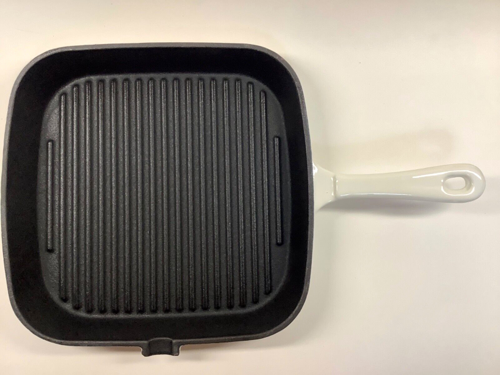 Eco + Chef Enamel Cast Iron 10″ Grill Pan White Square 5 lbs NIB