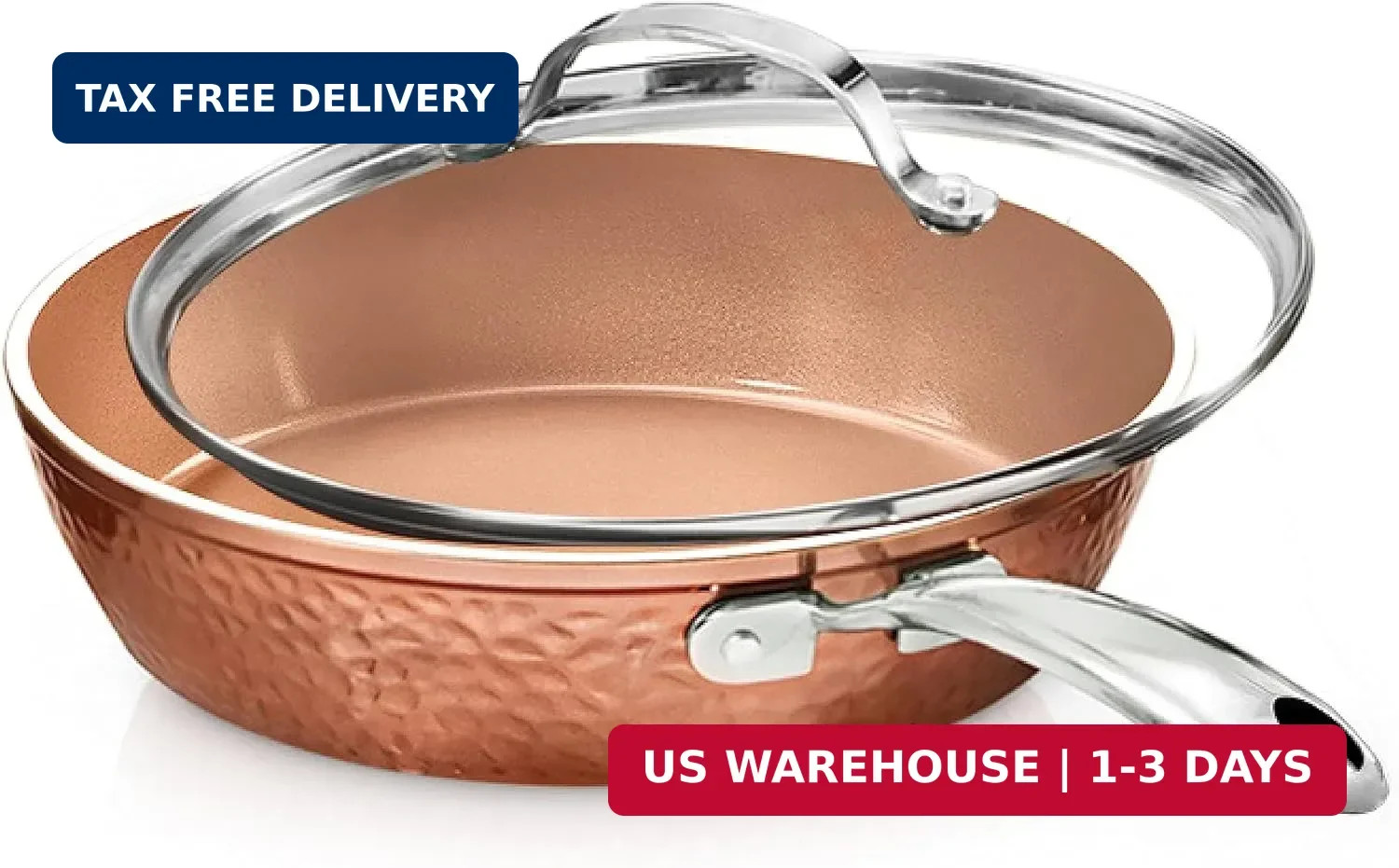 Gotham Steel 10″ Hammered Nonstick Fry Pan w/Lid, Ceramic, Induction Safe