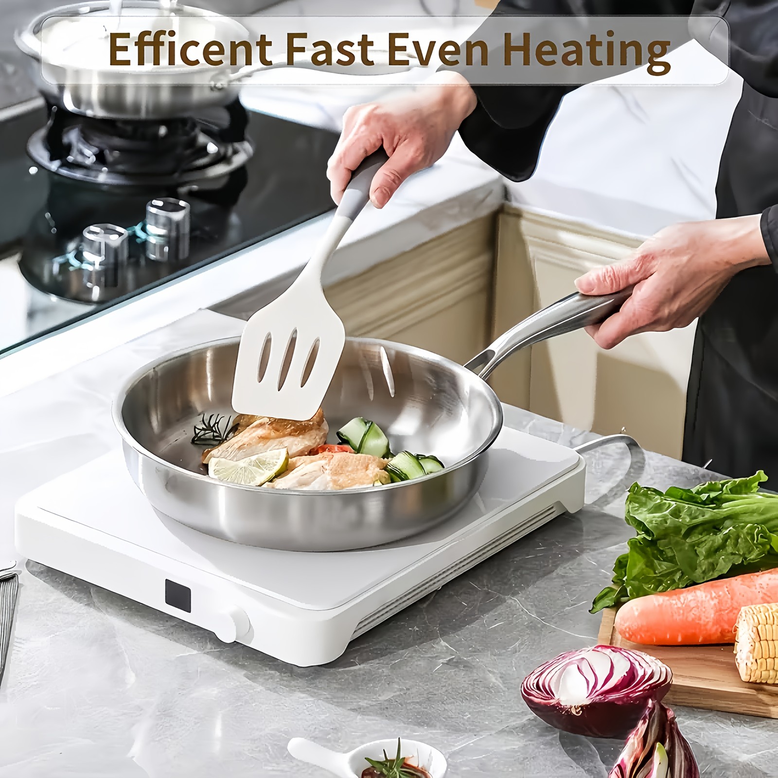 1/3pcs Triply Stainless Steel Frying Pan Set, 304 Flat Bottom Skillet