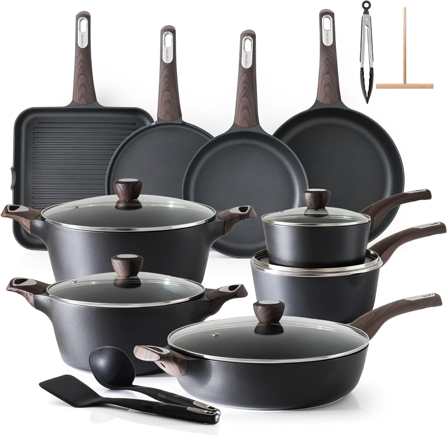 Pots and Pans Set Non Stick, Non Toxic Healthy Induction Cookware Sets, 26 Pcs N