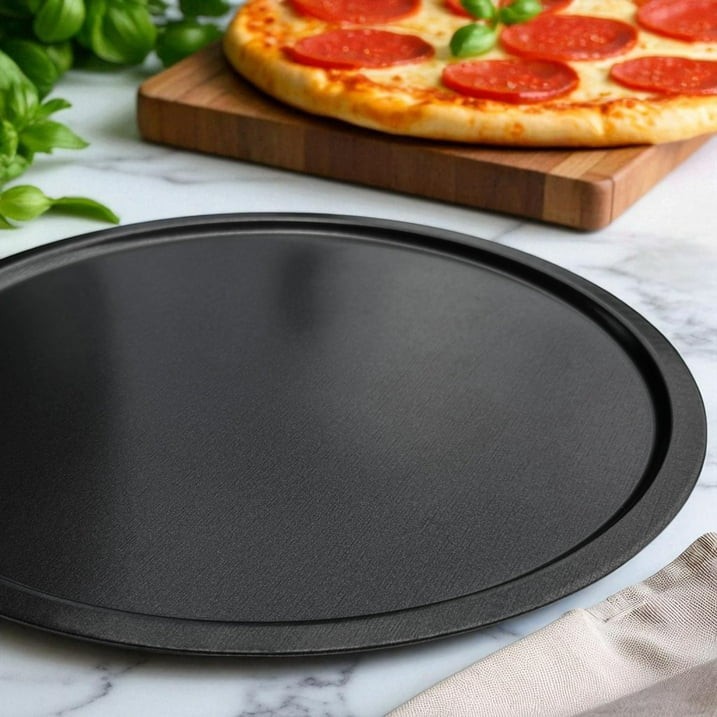 Non Stick Pizza Pan 12 Inches, Dishwasher Safe, Dark Gray