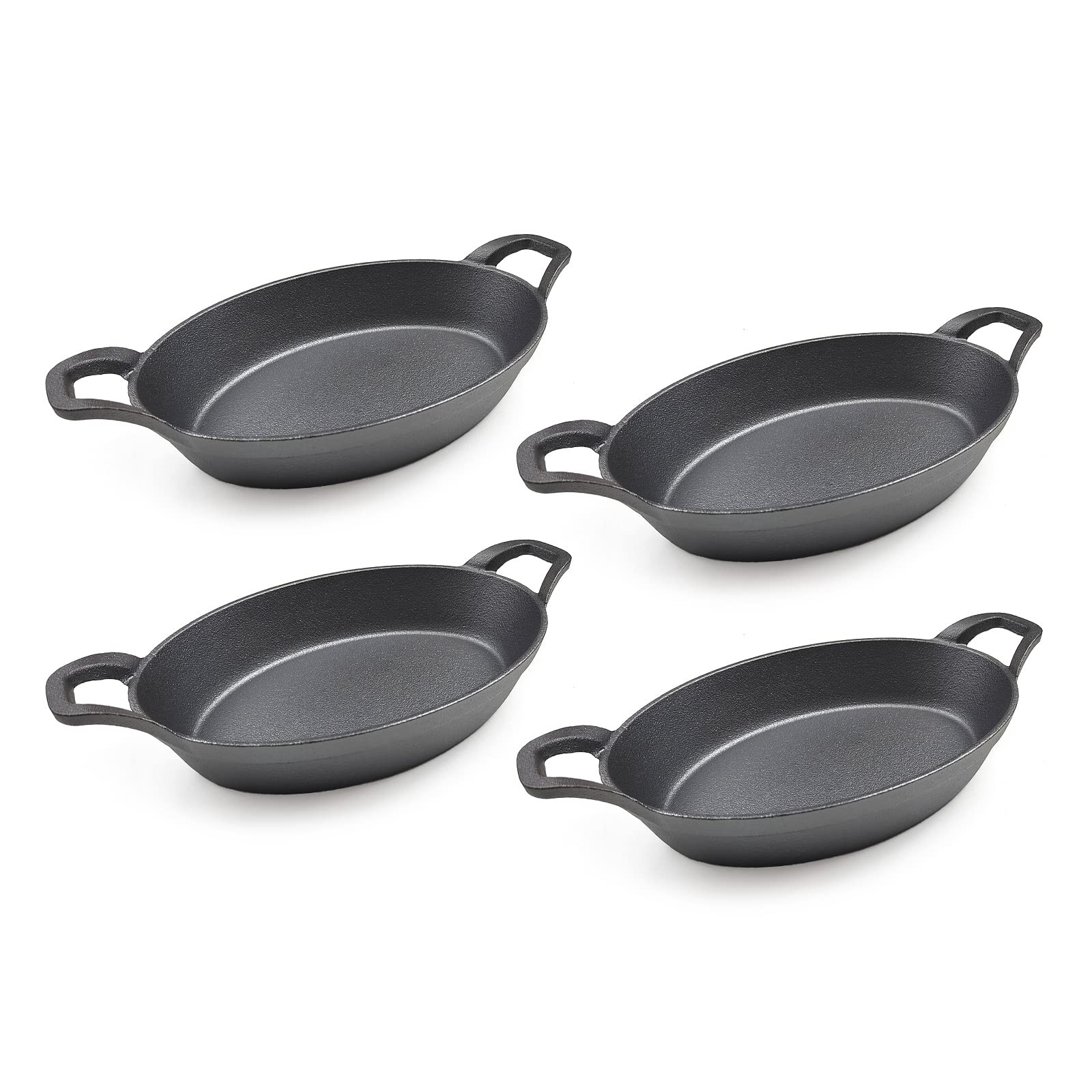 Hawok Cast Iron Oval Casserole Dish Au Gratin Cookware 4 Pcs