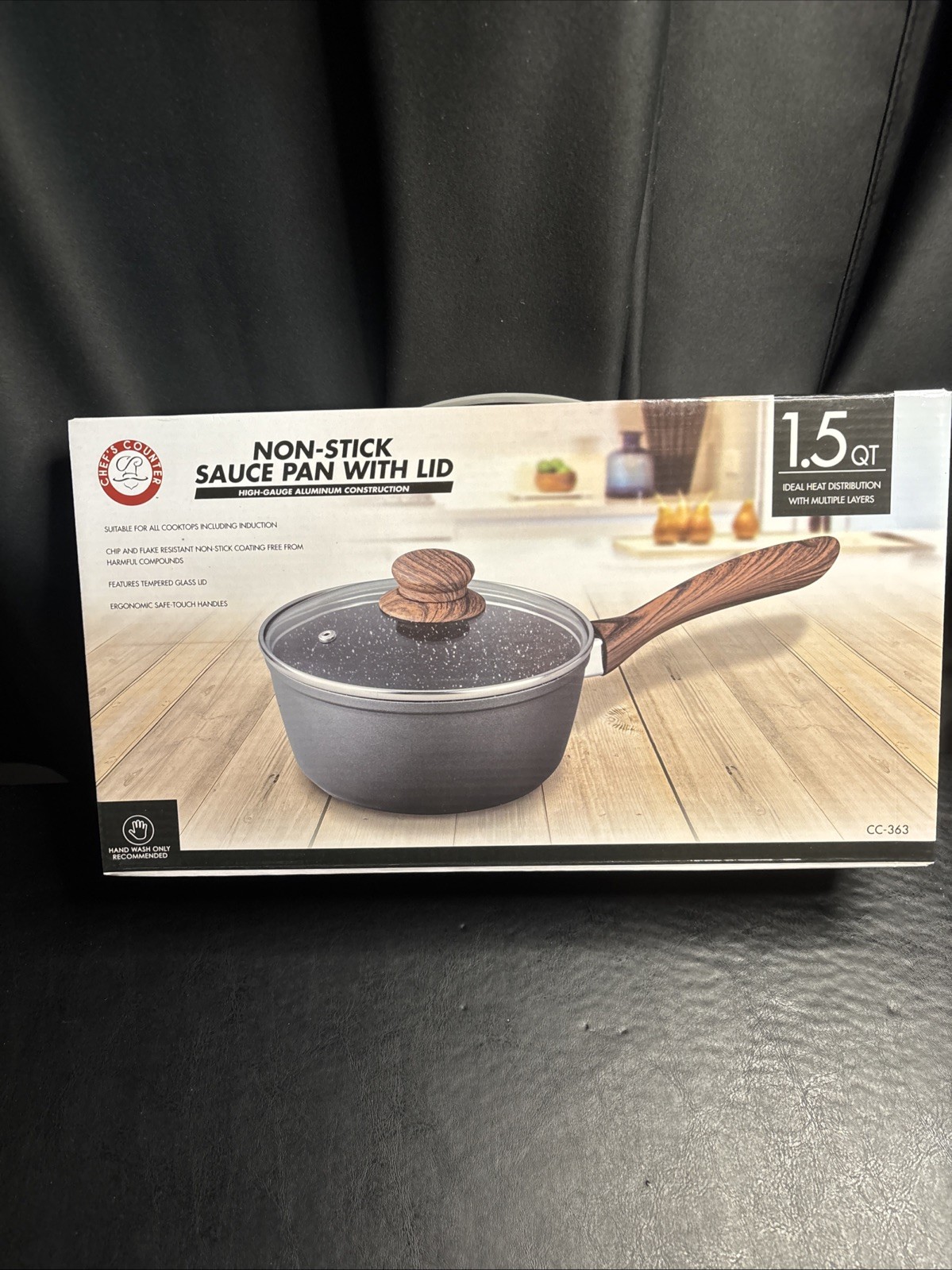 New In Box Chef’s Counter 1.5 QT Non Stick Saucepan with lid