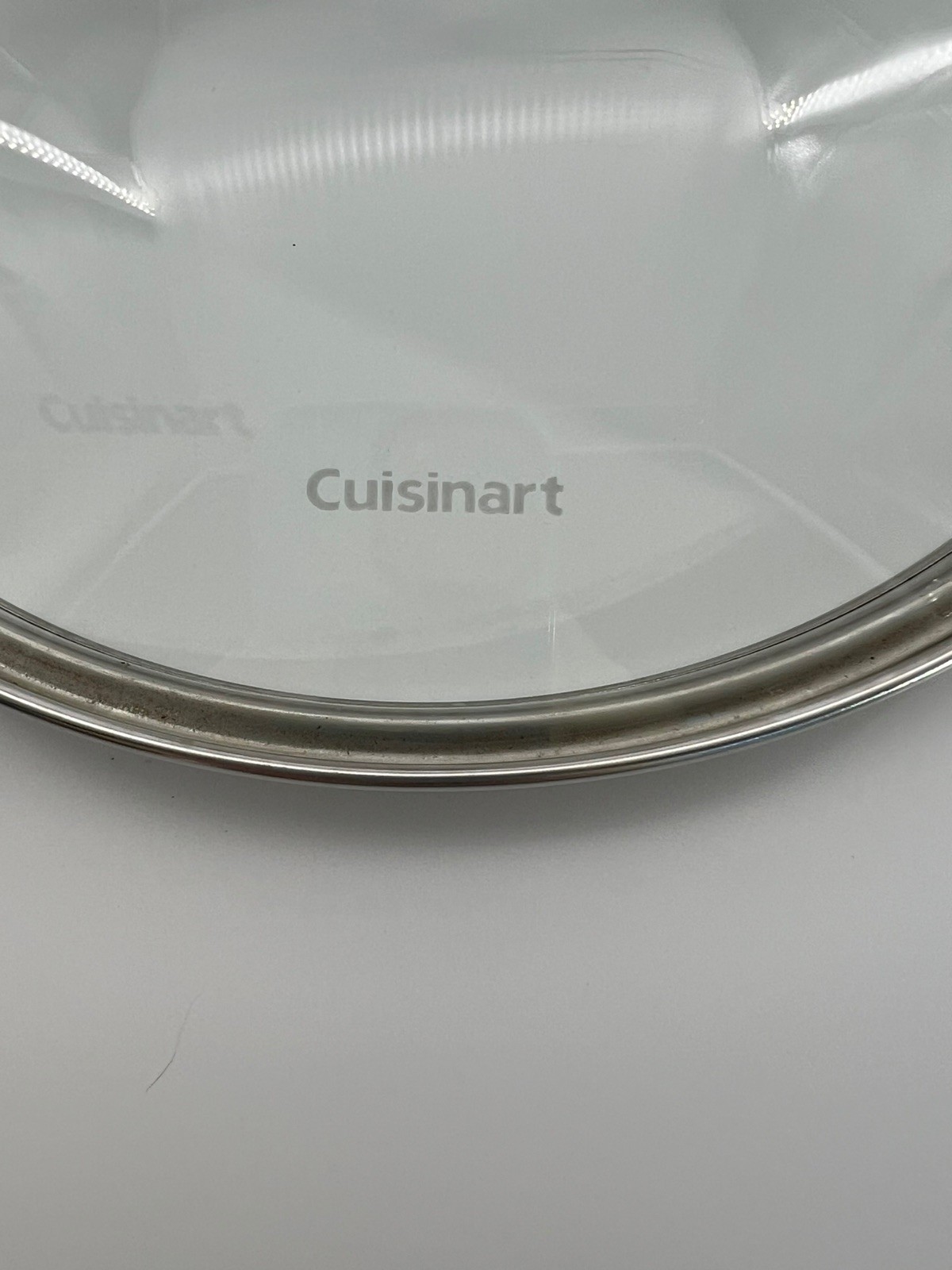 Cuisinart Replacement Glass Lid Diameter 7 5/8″ Inner Rim Black Handle