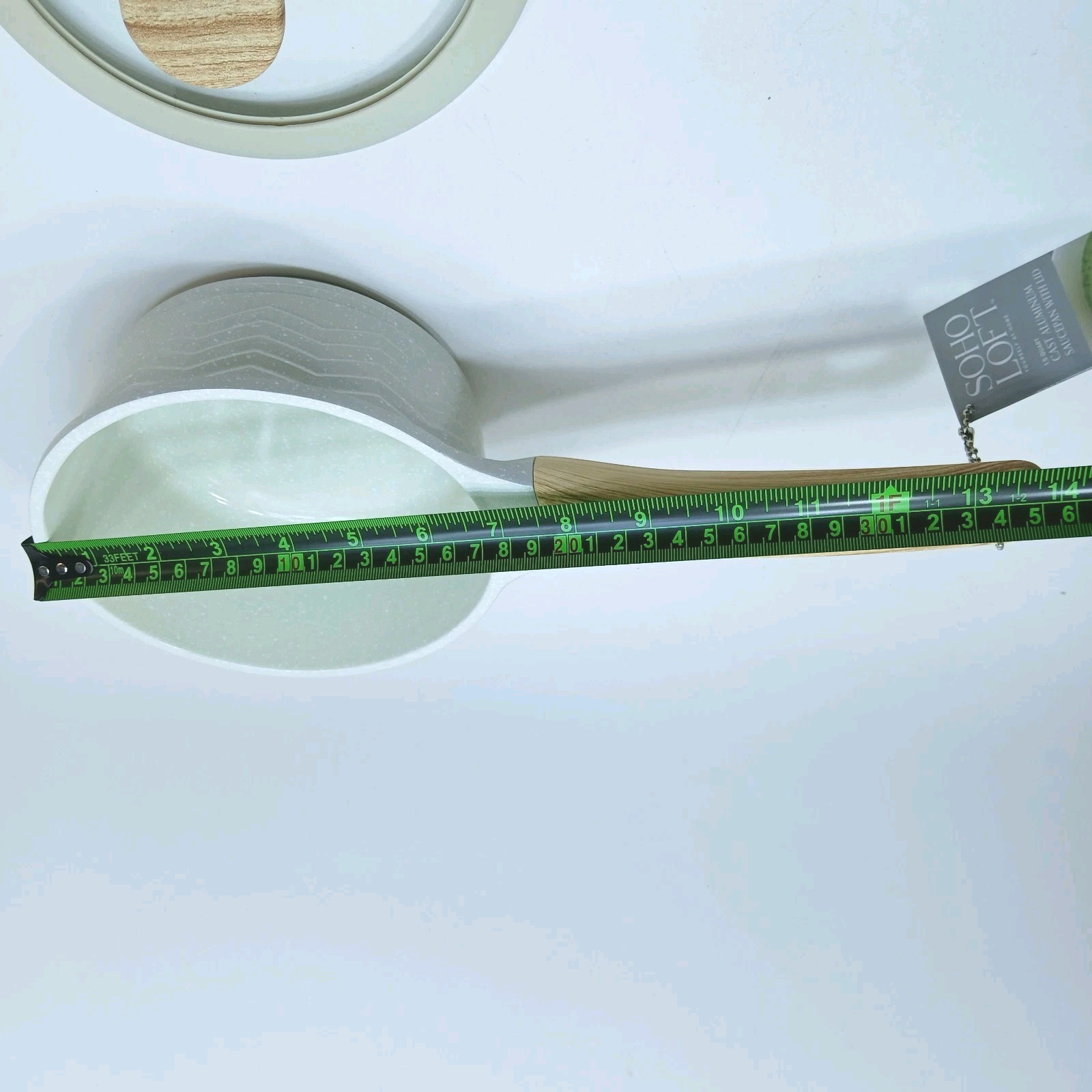 SOHO 1.5 Quart Nonstick Sauce pan with Lid beige die-cast aluminum body