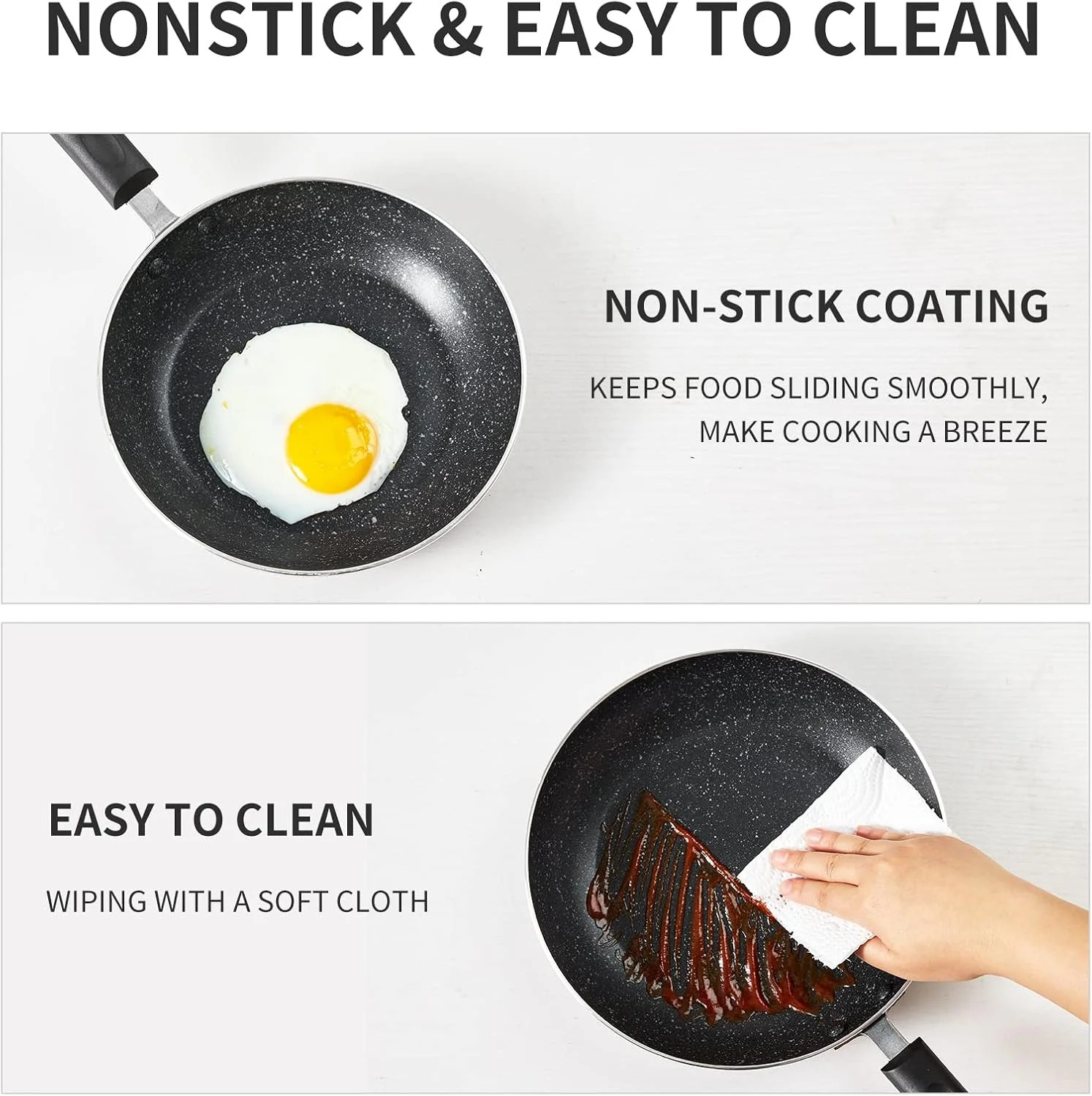 Frying Pan 3-Piece Set, Nonstick Skillet Set for Induction Cooktop, Frying Pan N