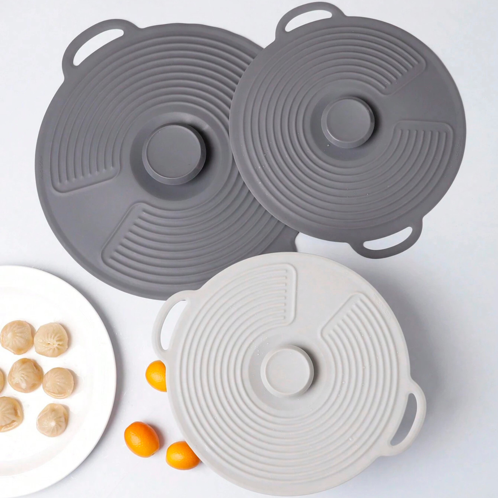 1Pc Silicone Foldable Reusable Lid with Handle for Pots and Pans Heat Resistant