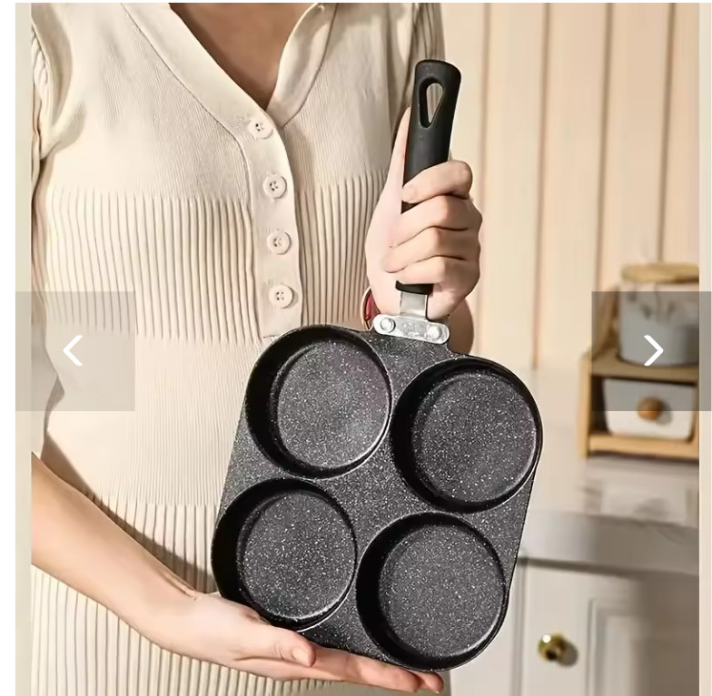 Non-Stick 4-In-1 Cast Iron Egg Cooker – Single Handle Frying Pan, ship to US