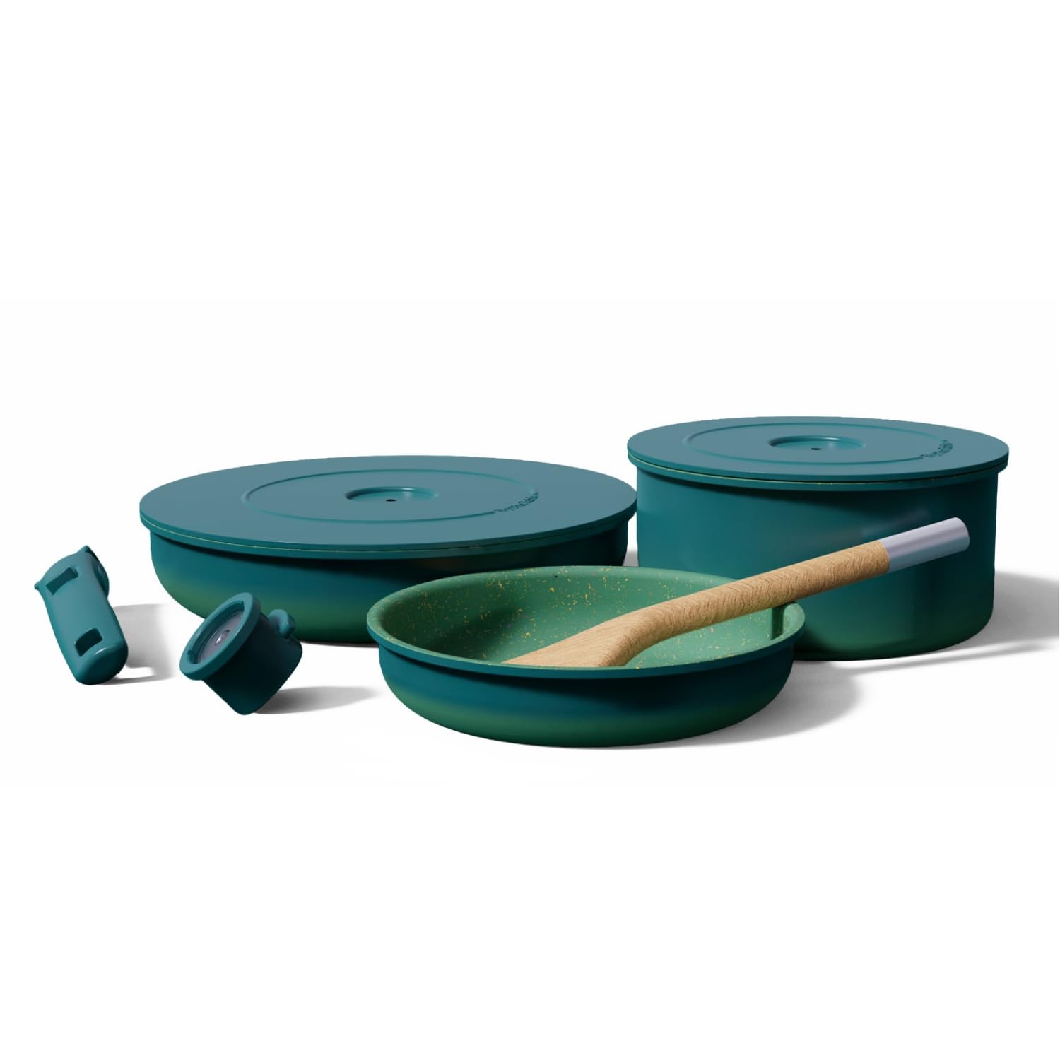 Ombré Ceramic Titanium Non-Toxic, Nonstick Cookware Set 8-Piece Modular Syste…
