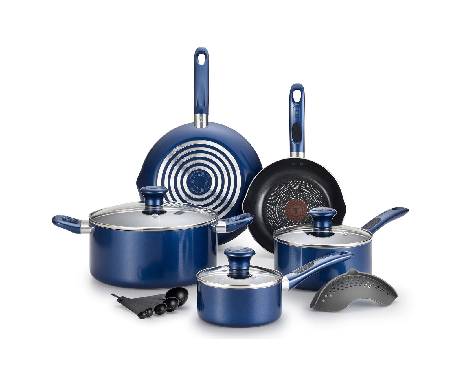 14 Piece Nonstick Cookware Set with Thermo Spot Indicator Blue