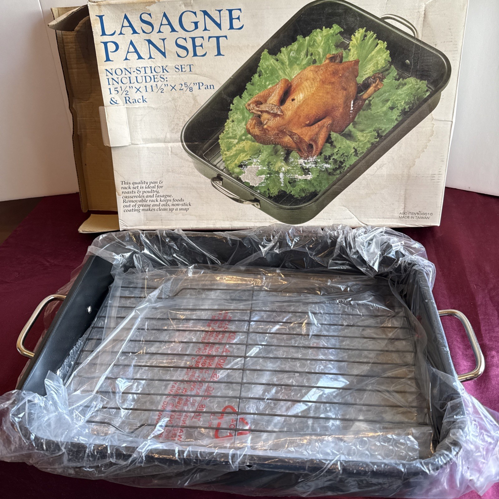 Roasting Lasagna Non-Stick Pan Set with Rack 15.5″ x 11.5″ x 2 3/4″ New