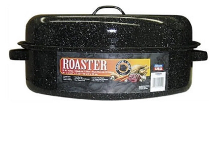Granite Ware F0508-2 Roaster, 10 lb Capacity, Porcelain/Steel, Black, 319796