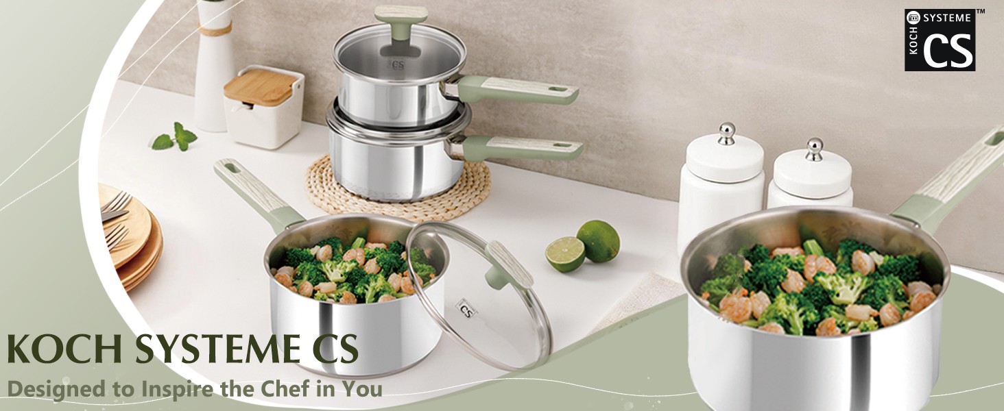6 PCS Stainless Steel Sauce Pan Set, 1.5QT & 2QT & 3QT Stainless Steel Pot Set