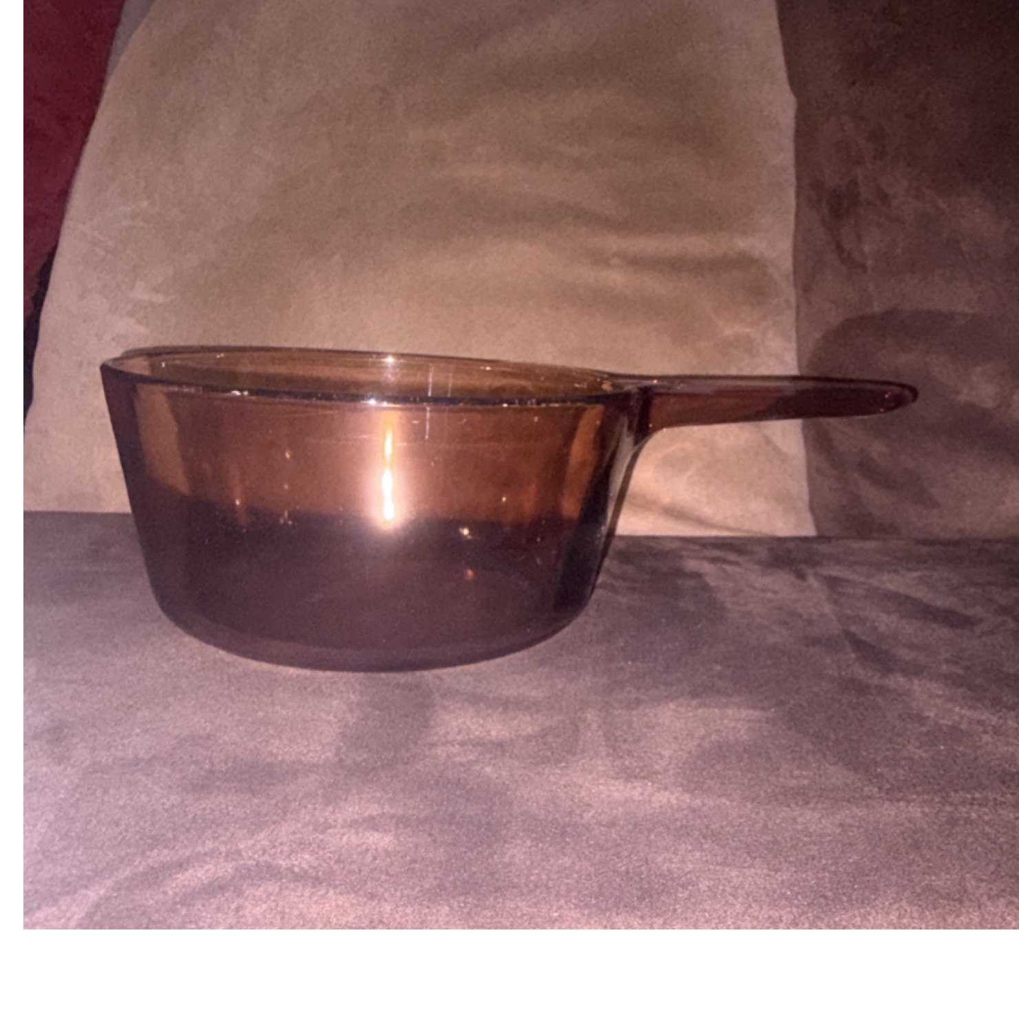 VISIONS Amber Glass Brown Saucepan 1.0-1.4L Long Handle Flat Bottom Gas/Elec