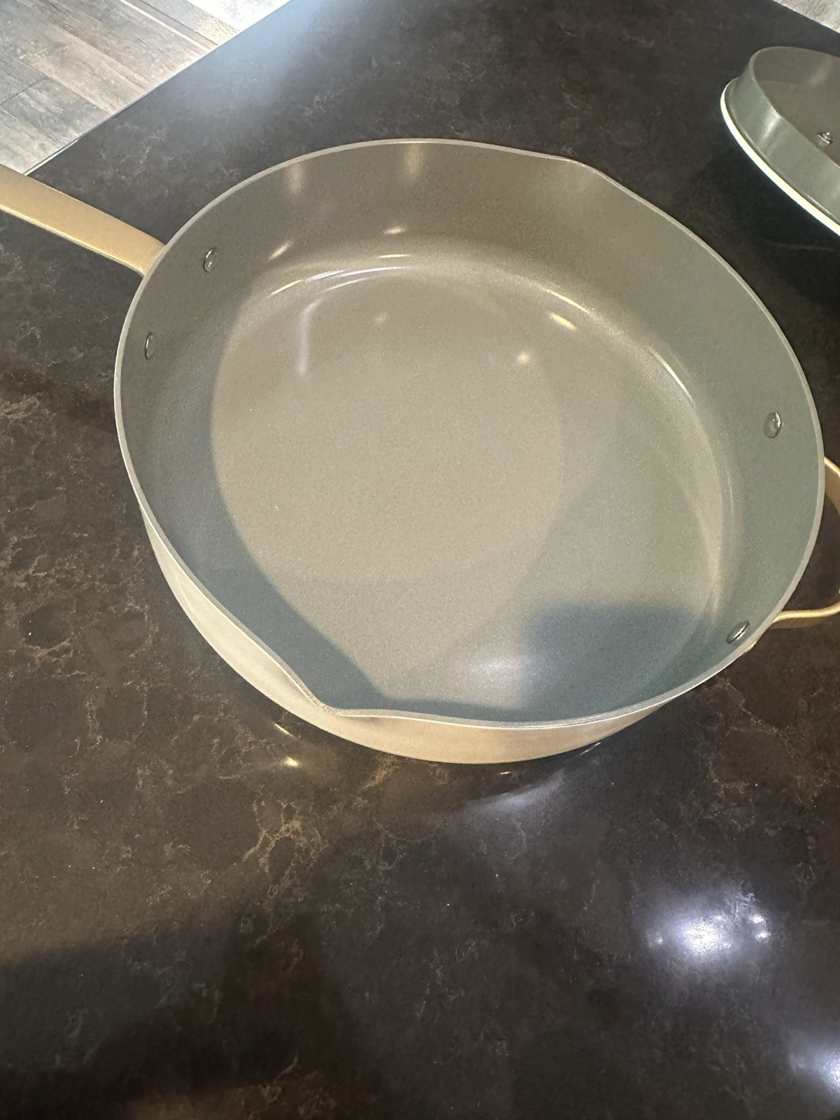 Beautiful 5.5 Quart Ceramic Non-Stick Sauté Pan with Strainer Lid, White Icing