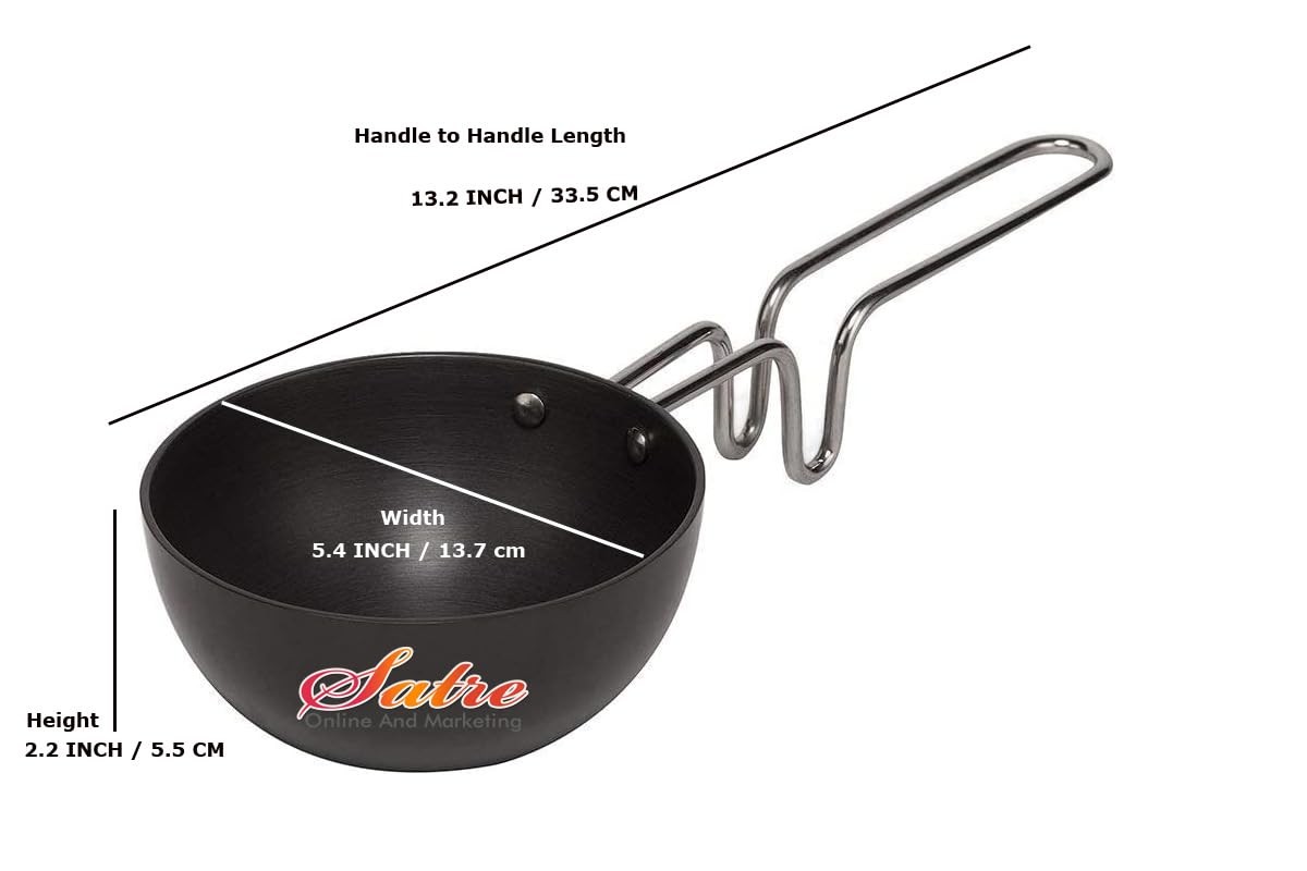 Hard Anodized Aluminium Mini Fry Pan Dal Tadka Skillet Black Cooking Pan